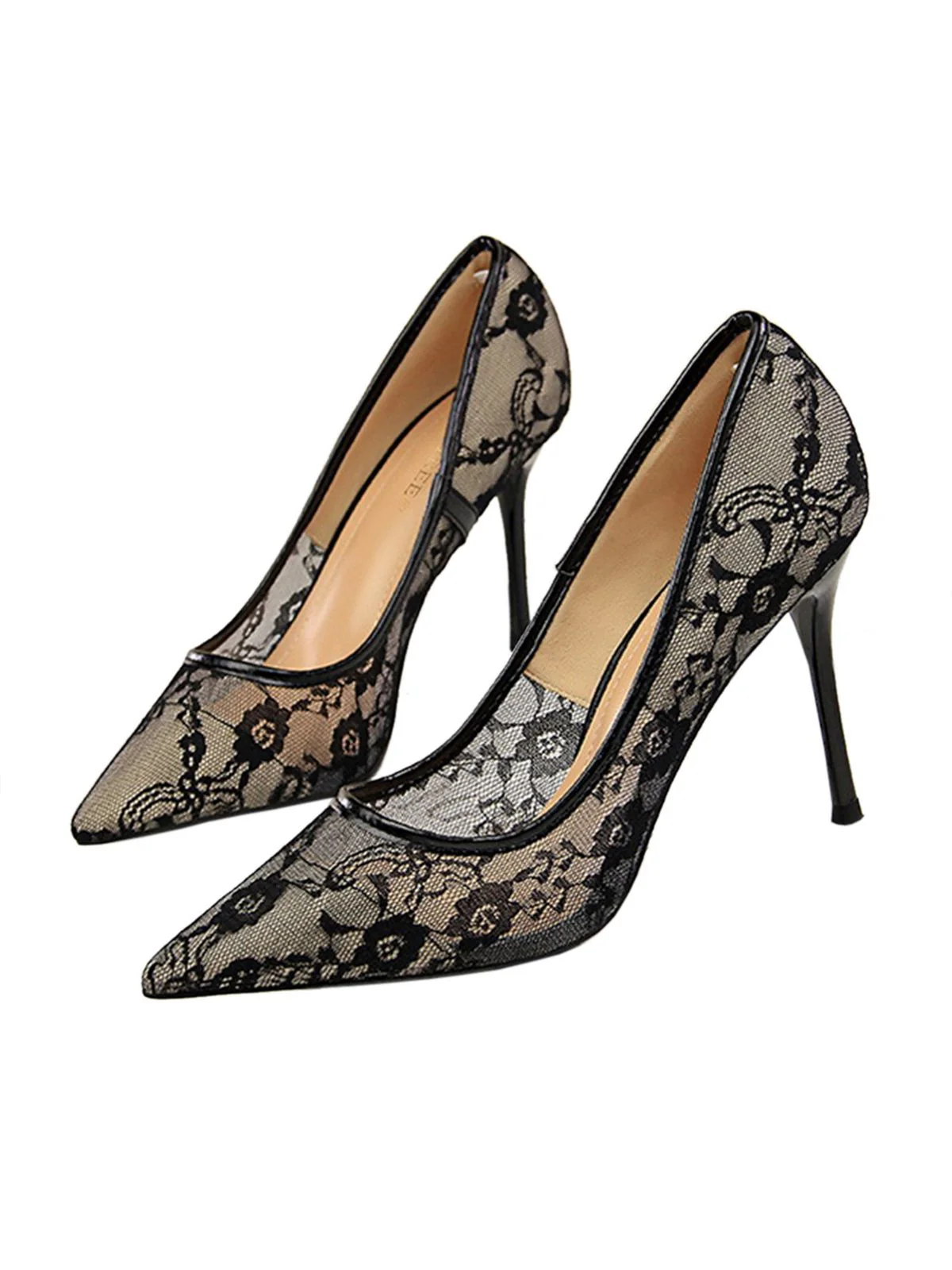 Chaussures Pointues À Talons Hauts Fin Broderies Fleurs - Image 4