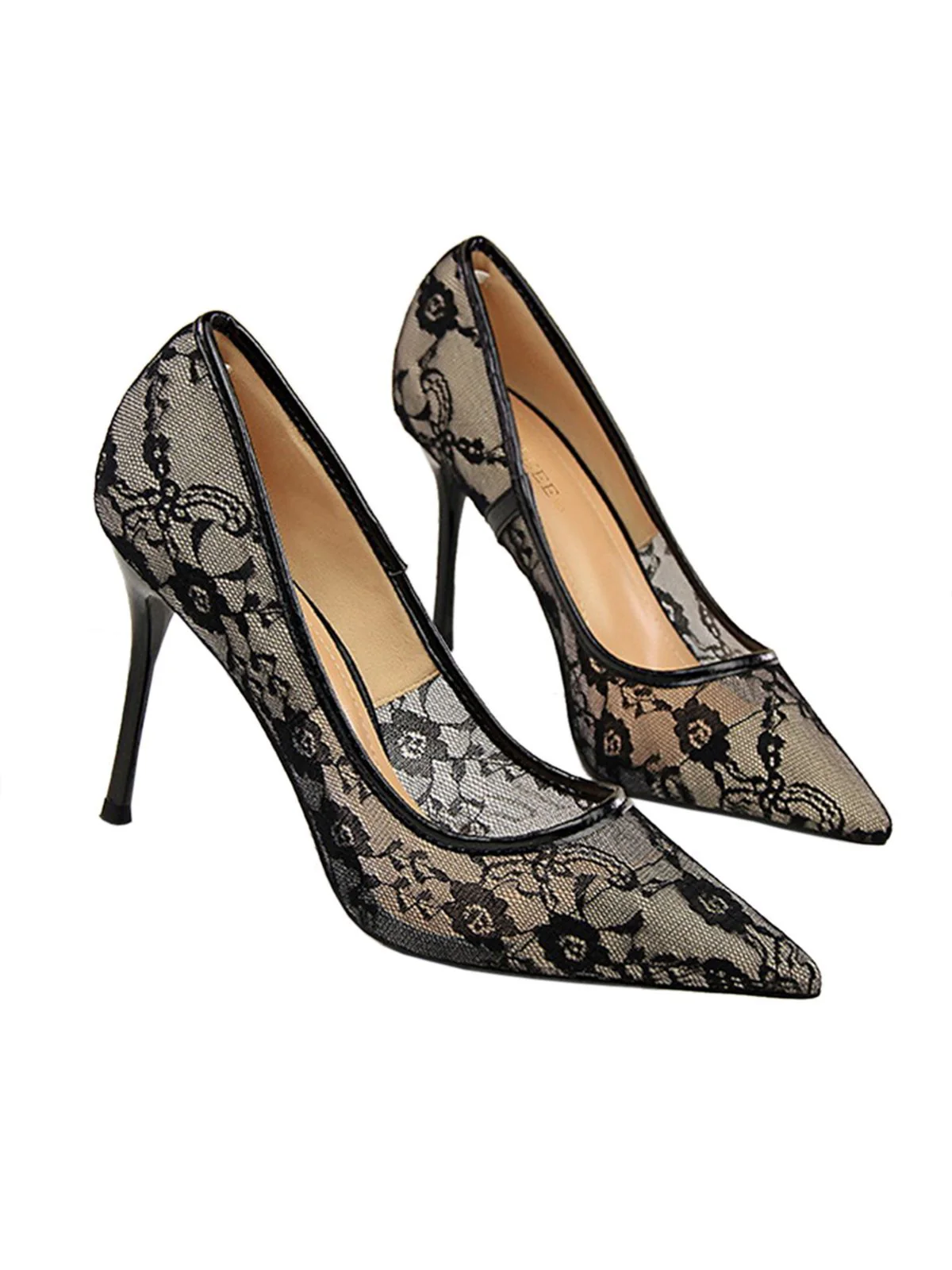 Chaussures Pointues À Talons Hauts Fin Broderies Fleurs - Image 5