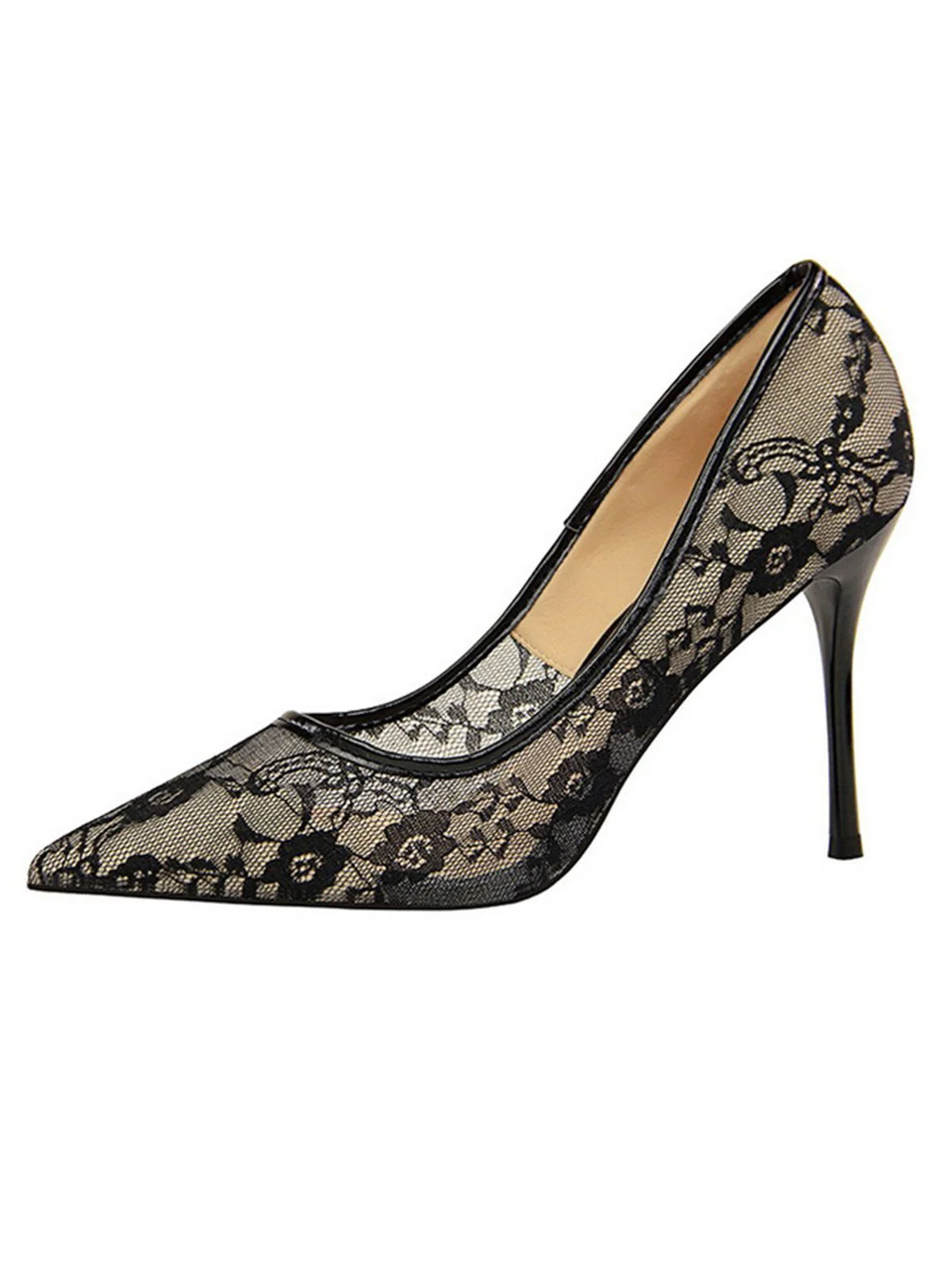 Chaussures Pointues À Talons Hauts Fin Broderies Fleurs - Image 6