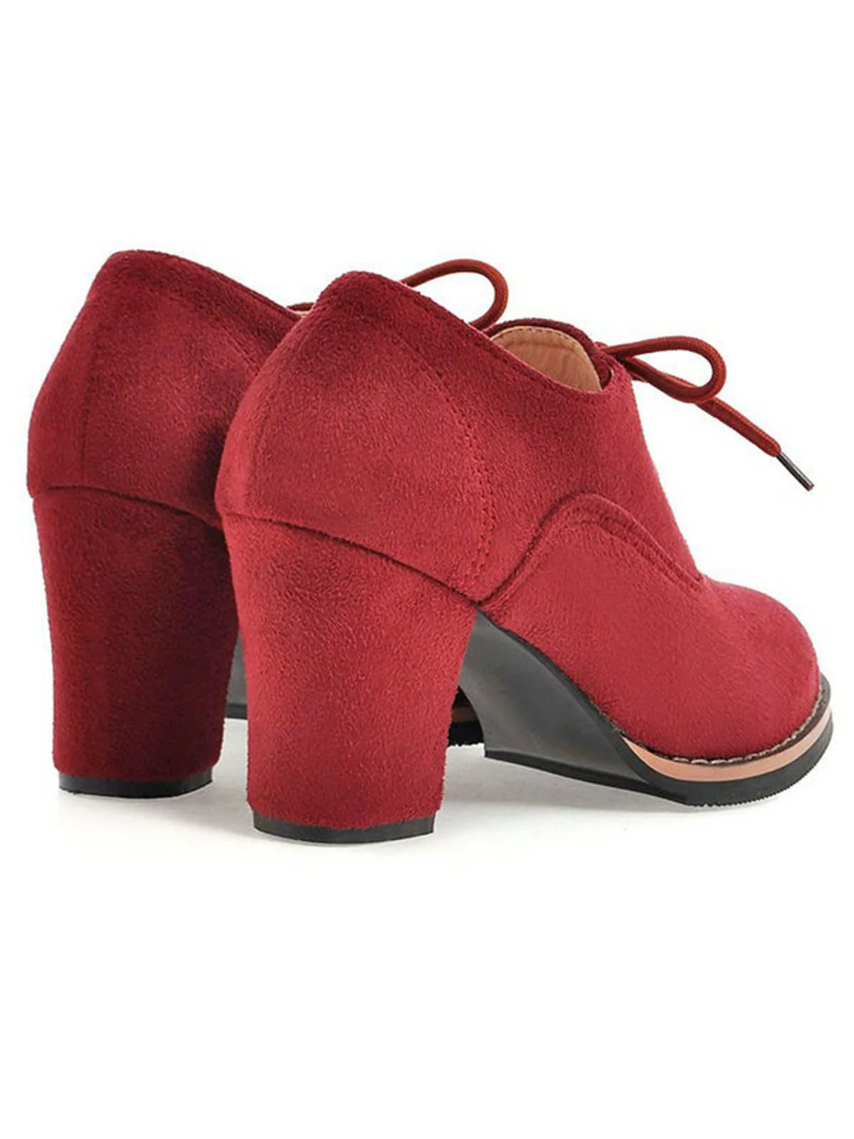 Chaussures Rétro à Talons Épais Lacets Unis - Image 6