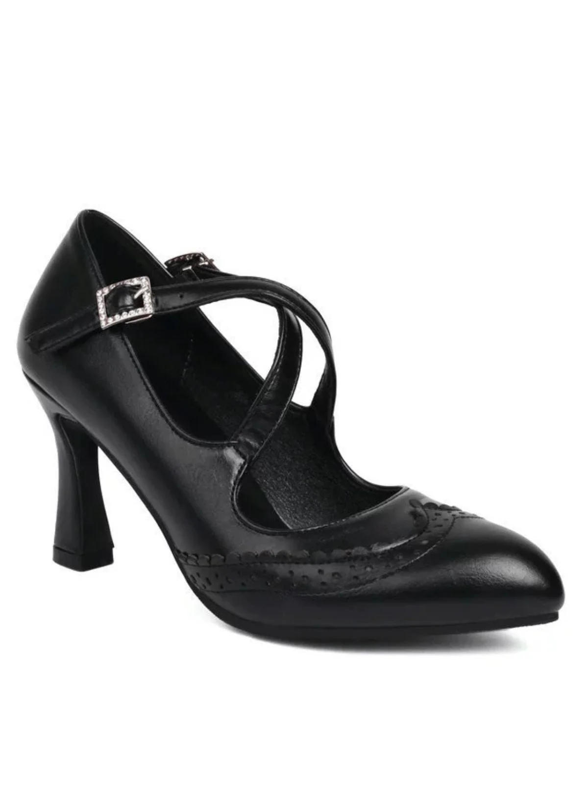 Chaussures talons hauts vintage brides croisées et détails brogues - Image 5