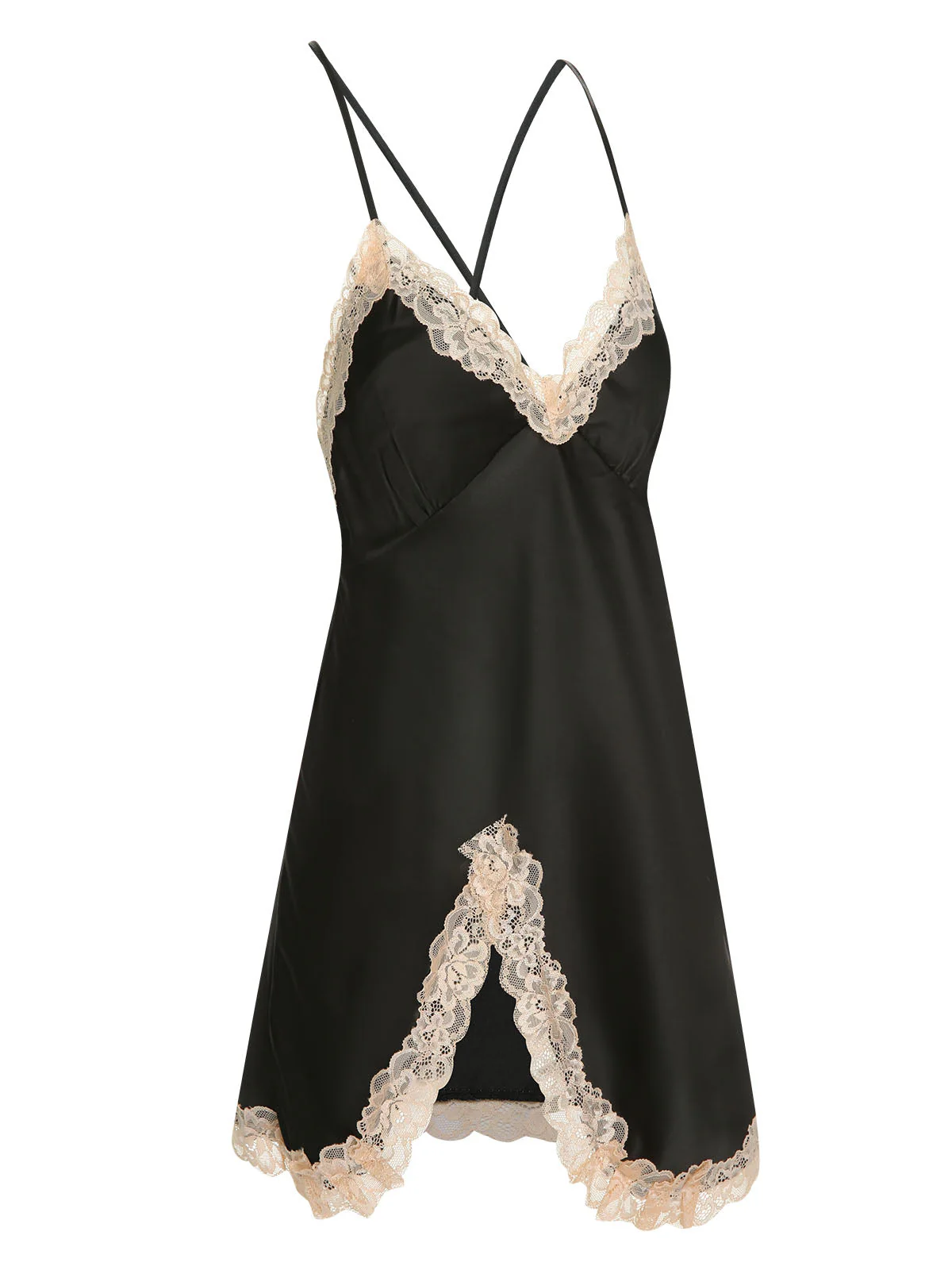 Chemise de nuit à bretelles en patchwork de dentelle des années 1950 - Image 3