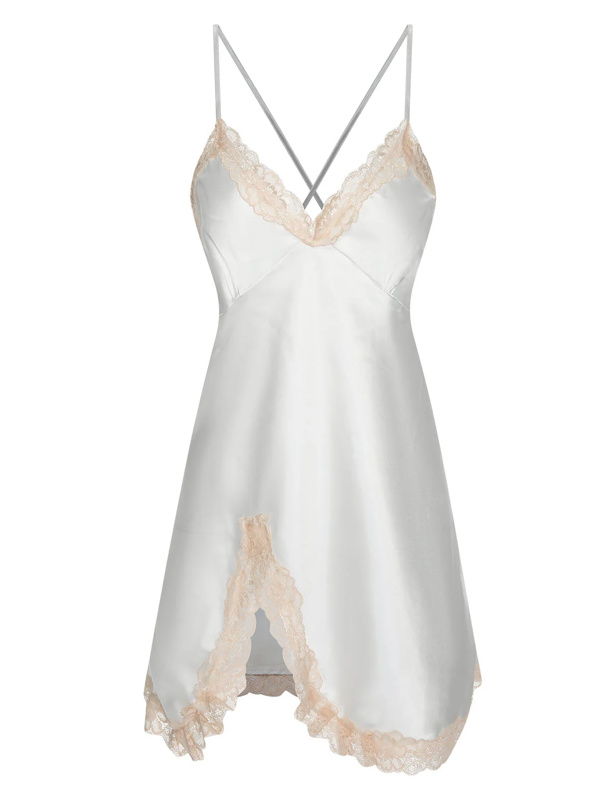 Chemise de nuit à bretelles en patchwork de dentelle des années 1950 - Image 7