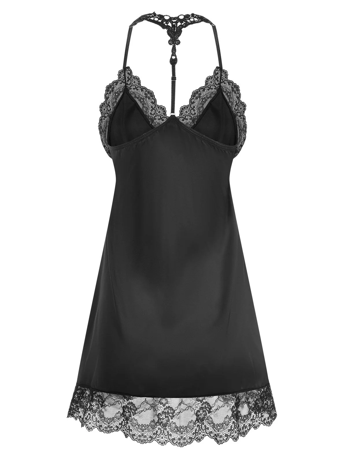 Chemise de nuit à bretelles spaghetti en patchwork de dentelle des années 1970 - Image 3