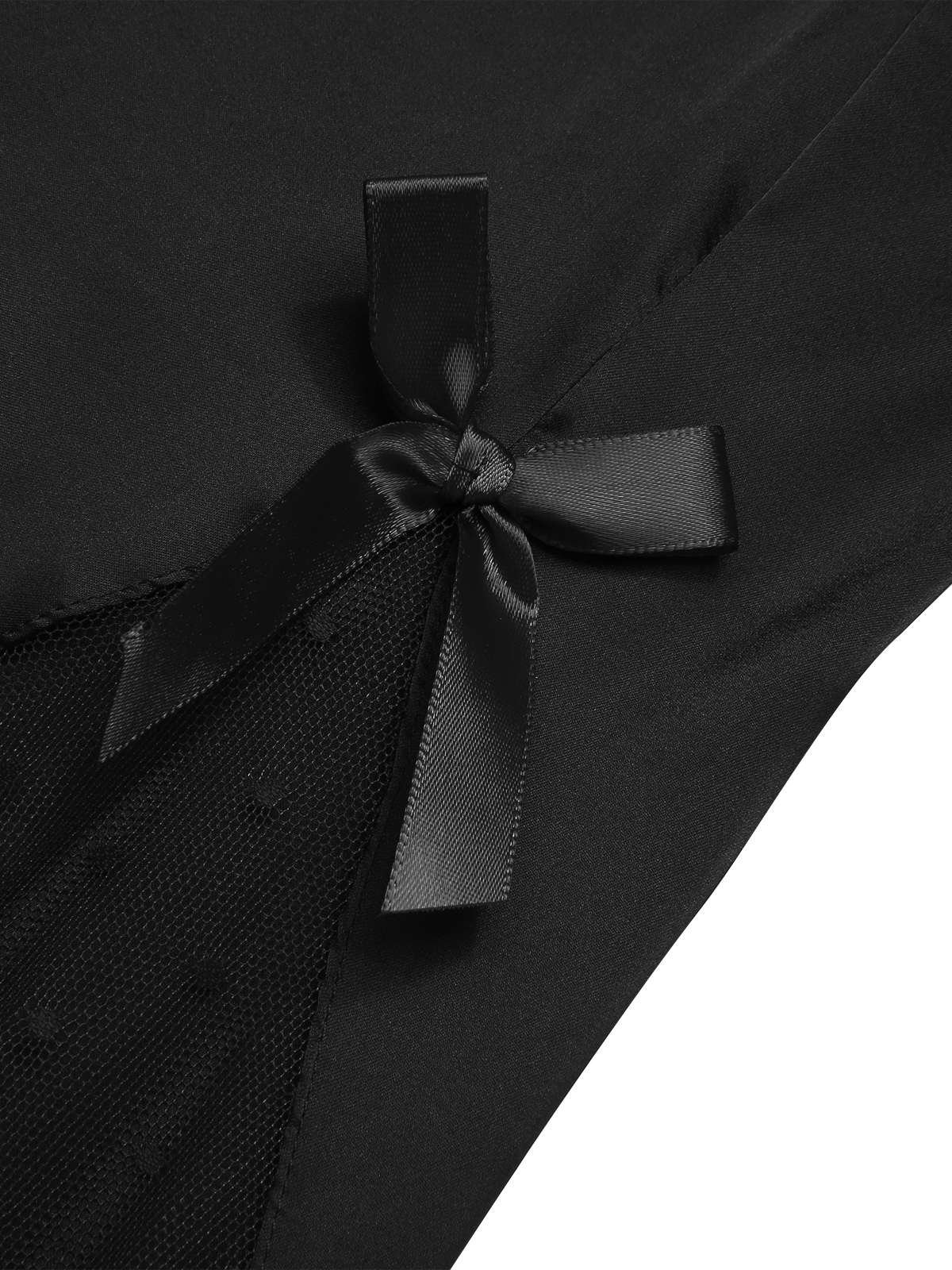 Chemise de nuit à pois manches transparentes à col V profond des années 1950 - Image 3
