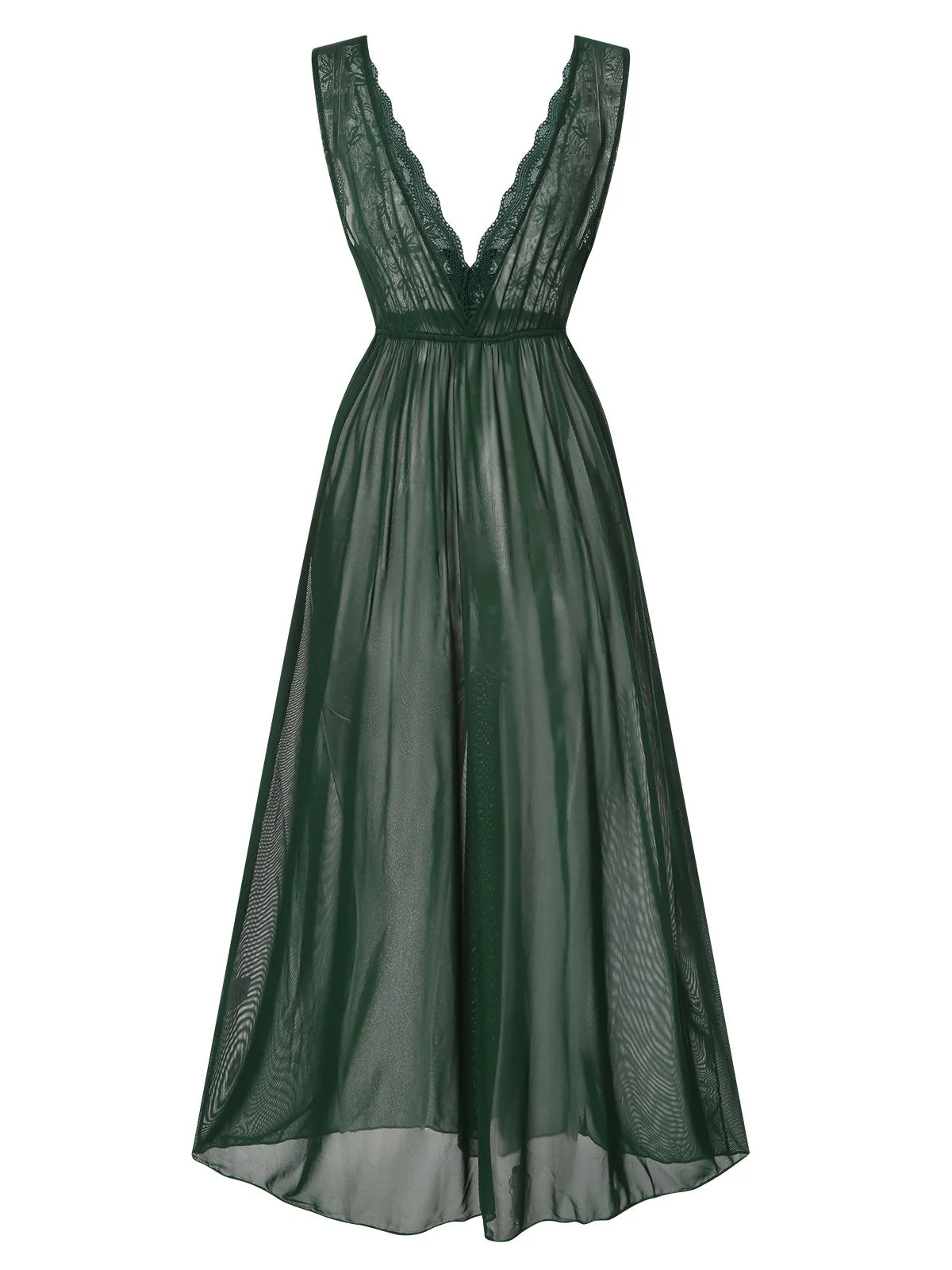 Chemise de nuit en maille et dentelle à col en V profond des années 1930 - Image 12