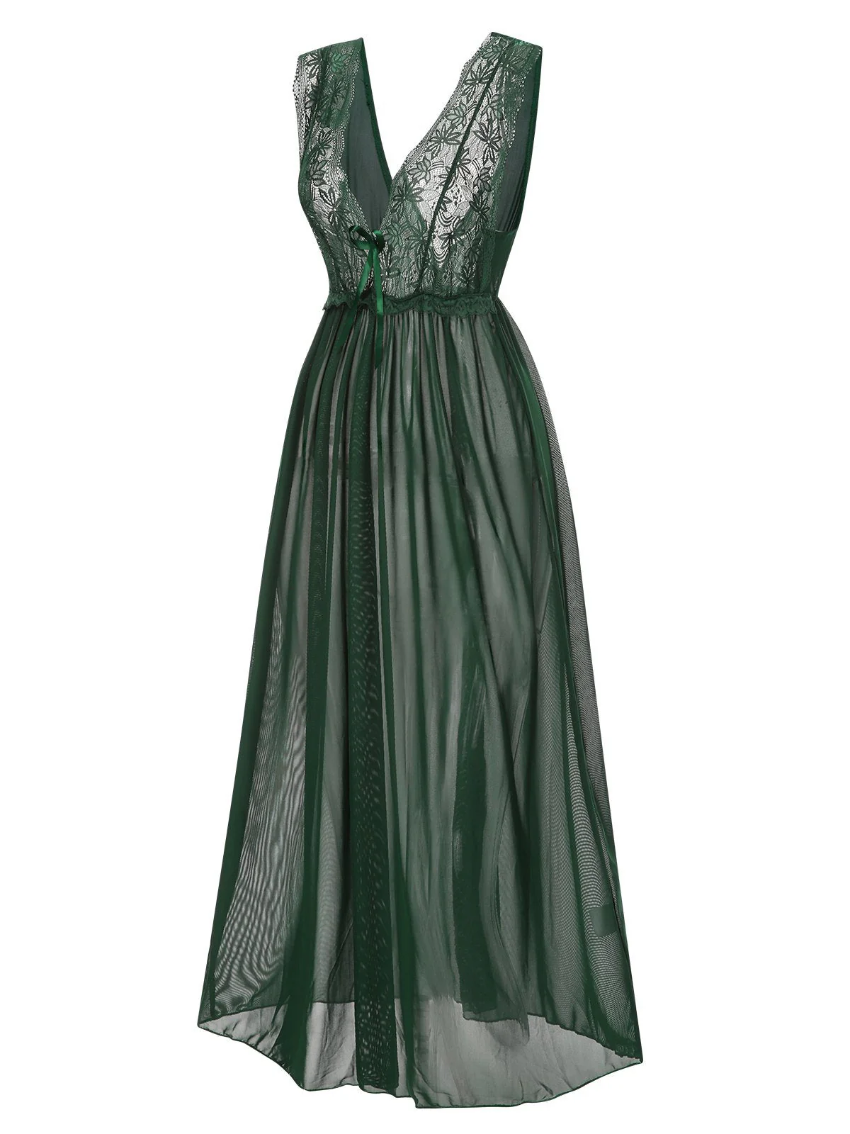 Chemise de nuit en maille et dentelle à col en V profond des années 1930 - Image 13