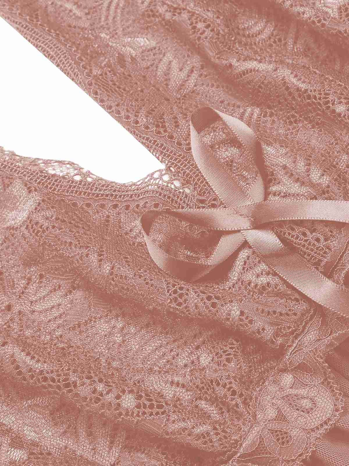 Chemise de nuit en maille et dentelle à col en V profond des années 1930 - Image 5