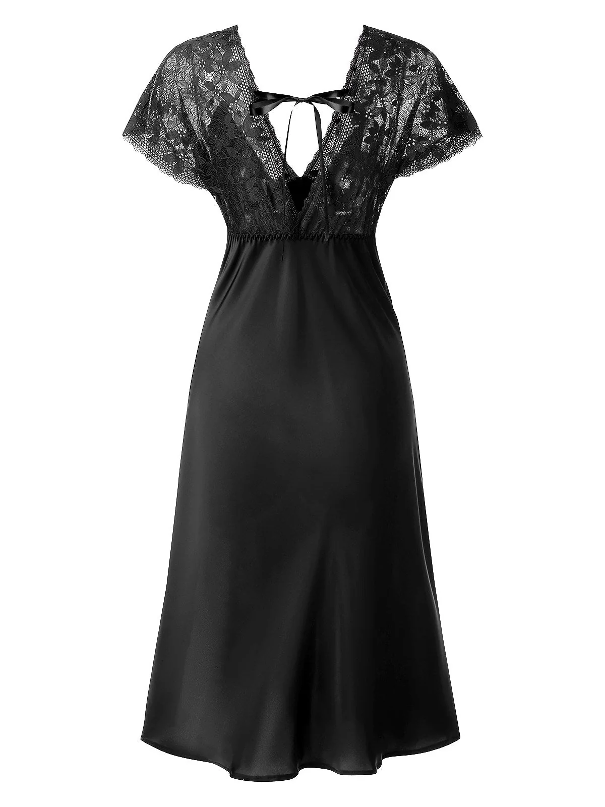 Chemise de nuit en satin à lacets patchwork de dentelle années 1960 - Image 11
