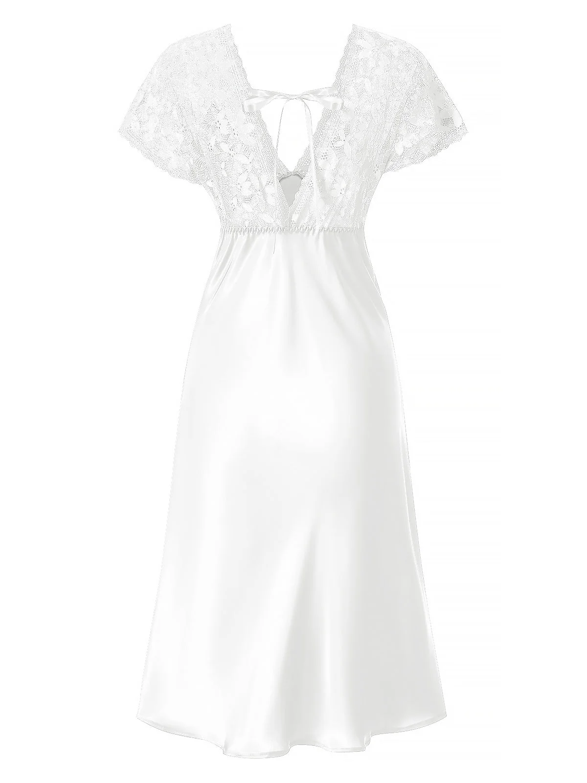 Chemise de nuit en satin à lacets patchwork de dentelle années 1960 - Image 3
