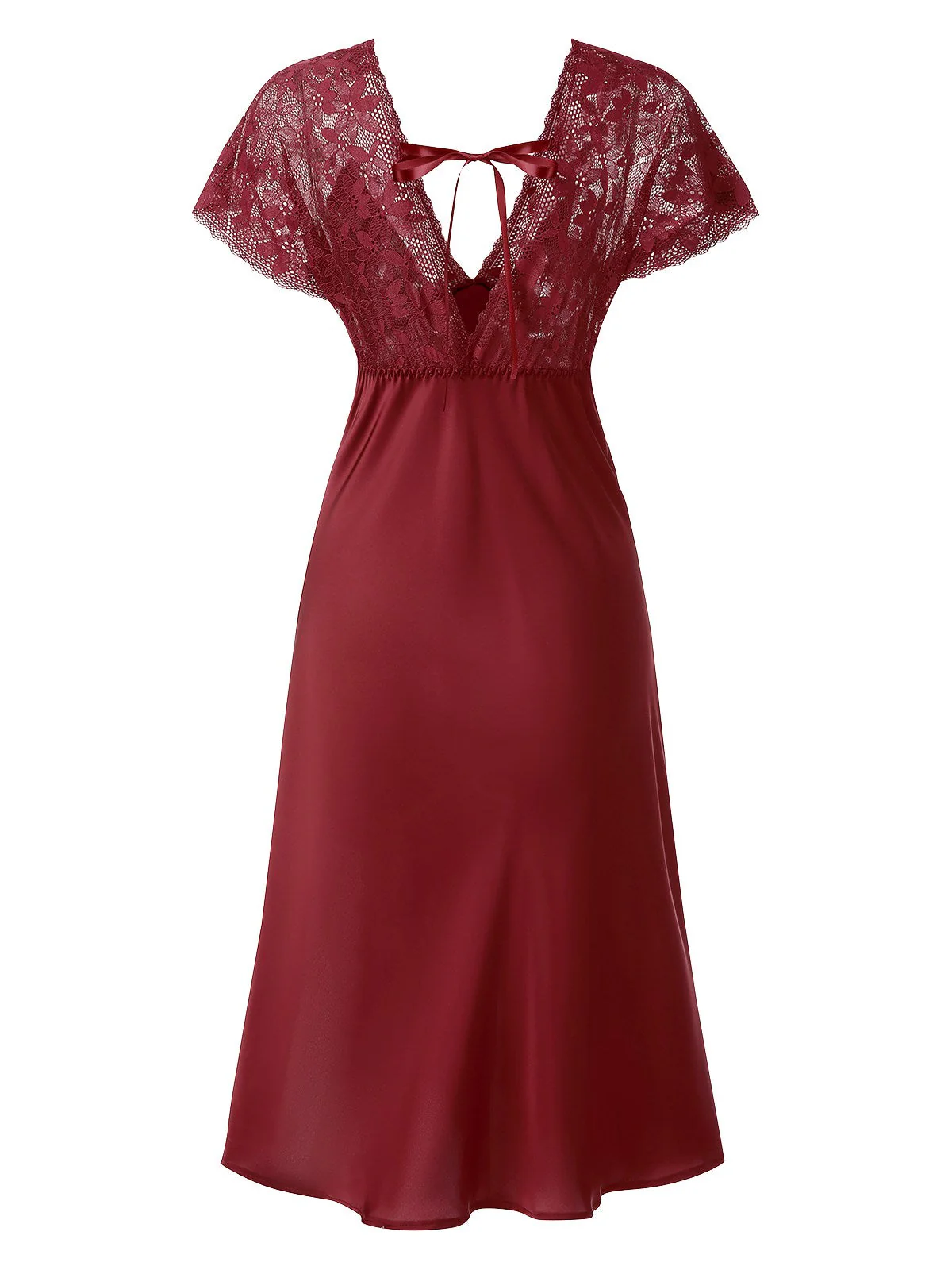 Chemise de nuit en satin à lacets patchwork de dentelle années 1960 - Image 7