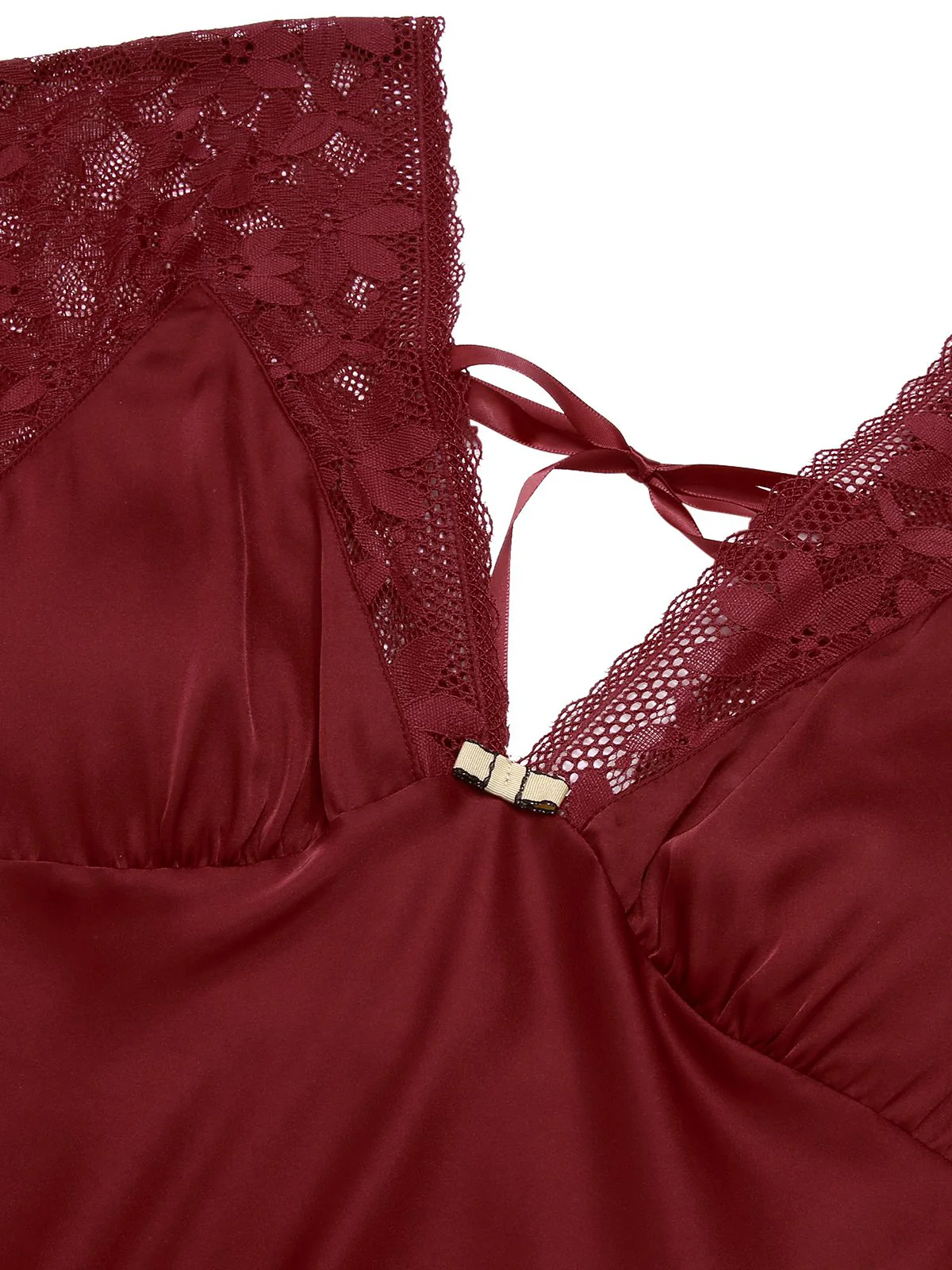 Chemise de nuit en satin à lacets patchwork de dentelle années 1960 - Image 8
