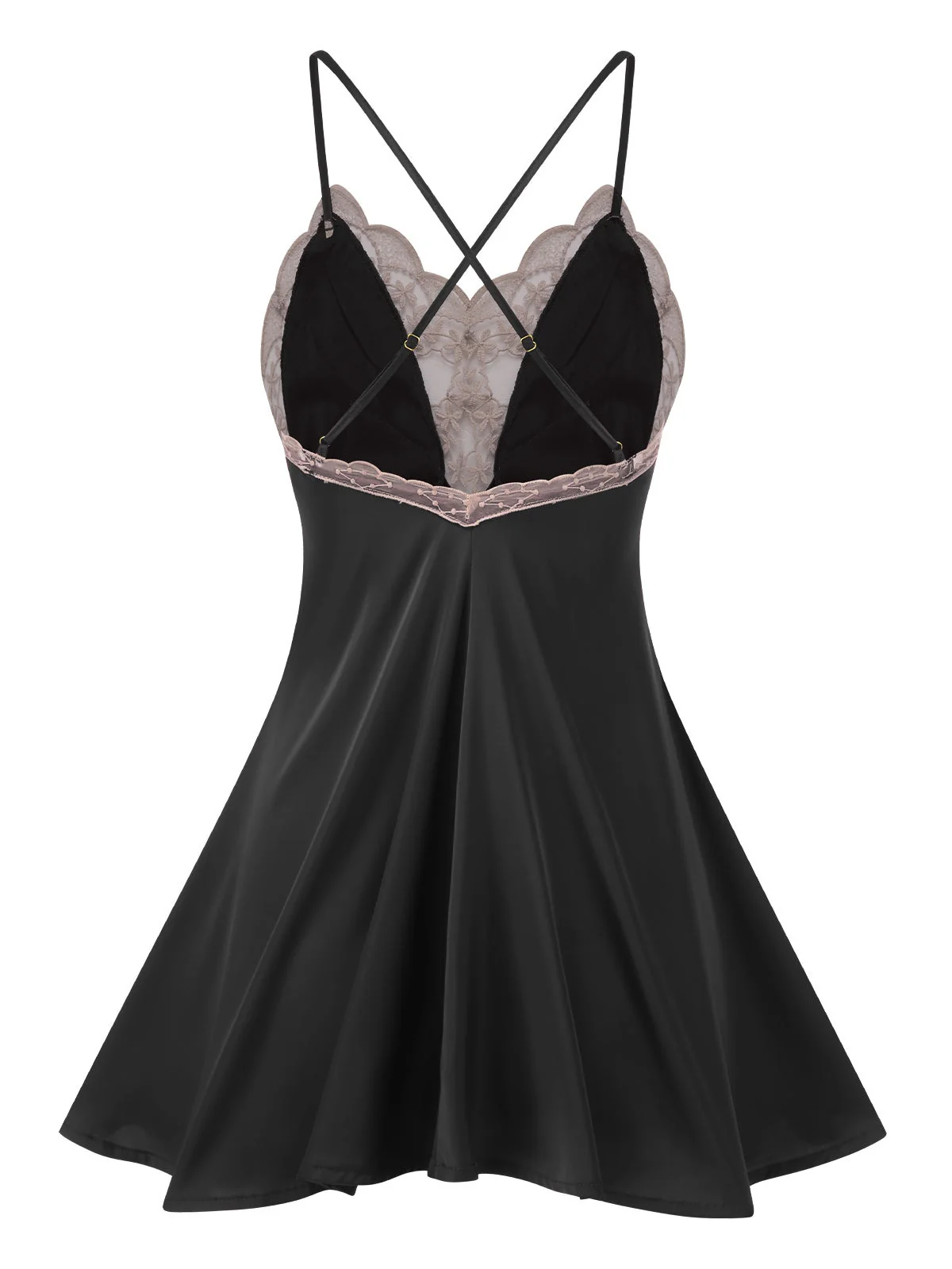 Chemise de nuit en satin et dentelle avec bretelles dans le dos des années 1950 - Image 3