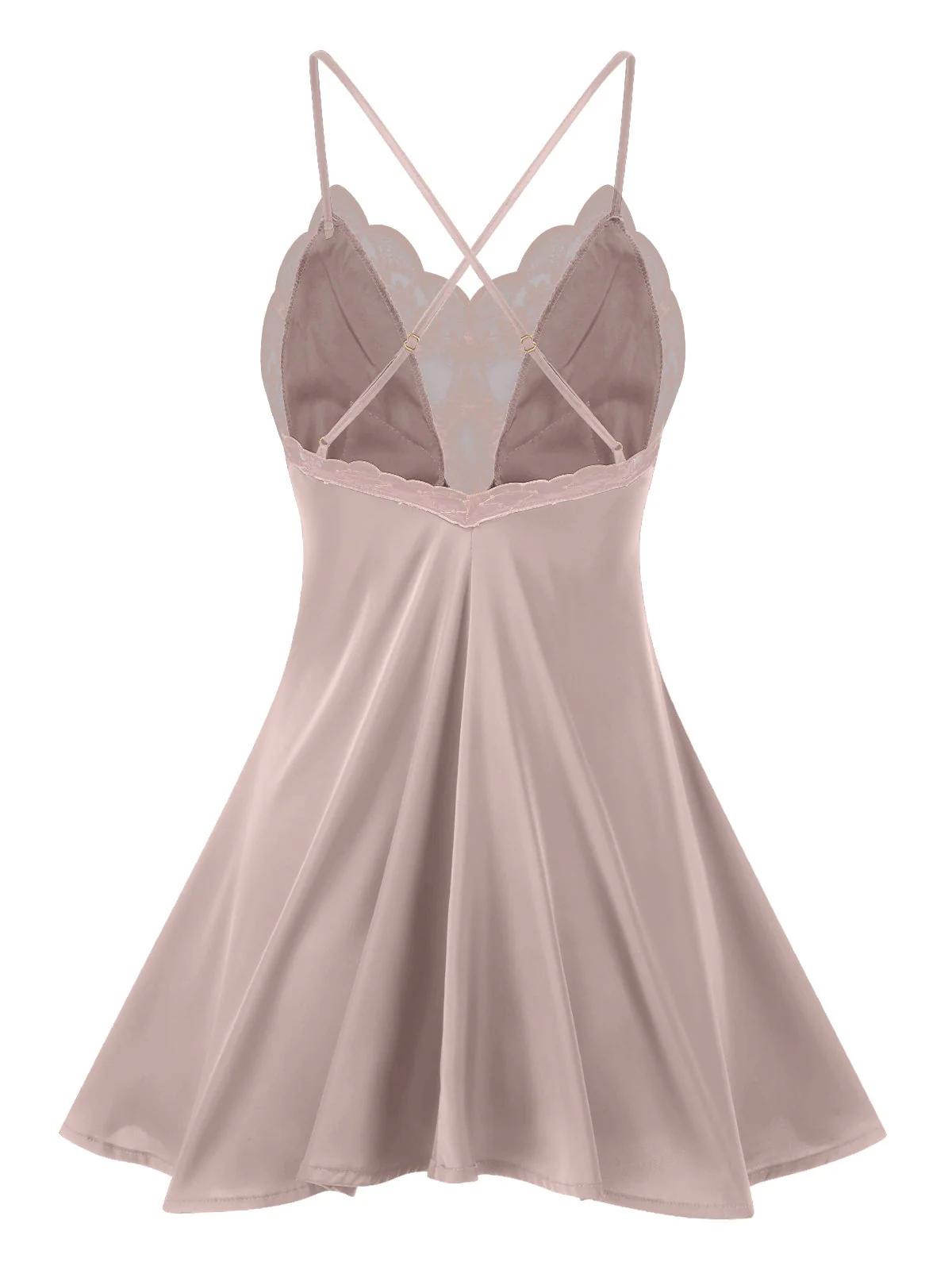 Chemise de nuit en satin et dentelle avec bretelles dans le dos des années 1950 - Image 7