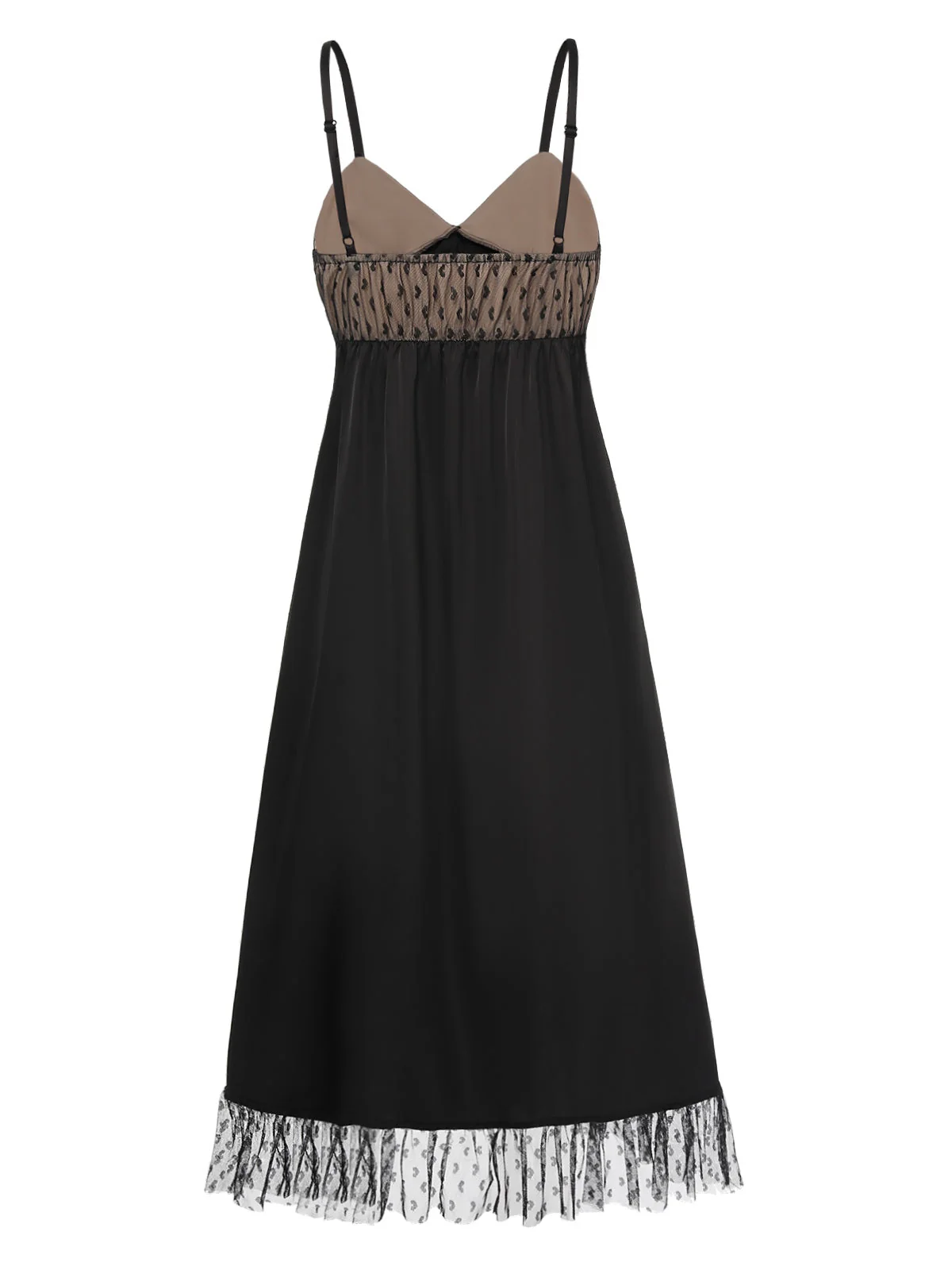 Chemise de nuit noire à pois et nœud en maille des années 1950 - Image 4