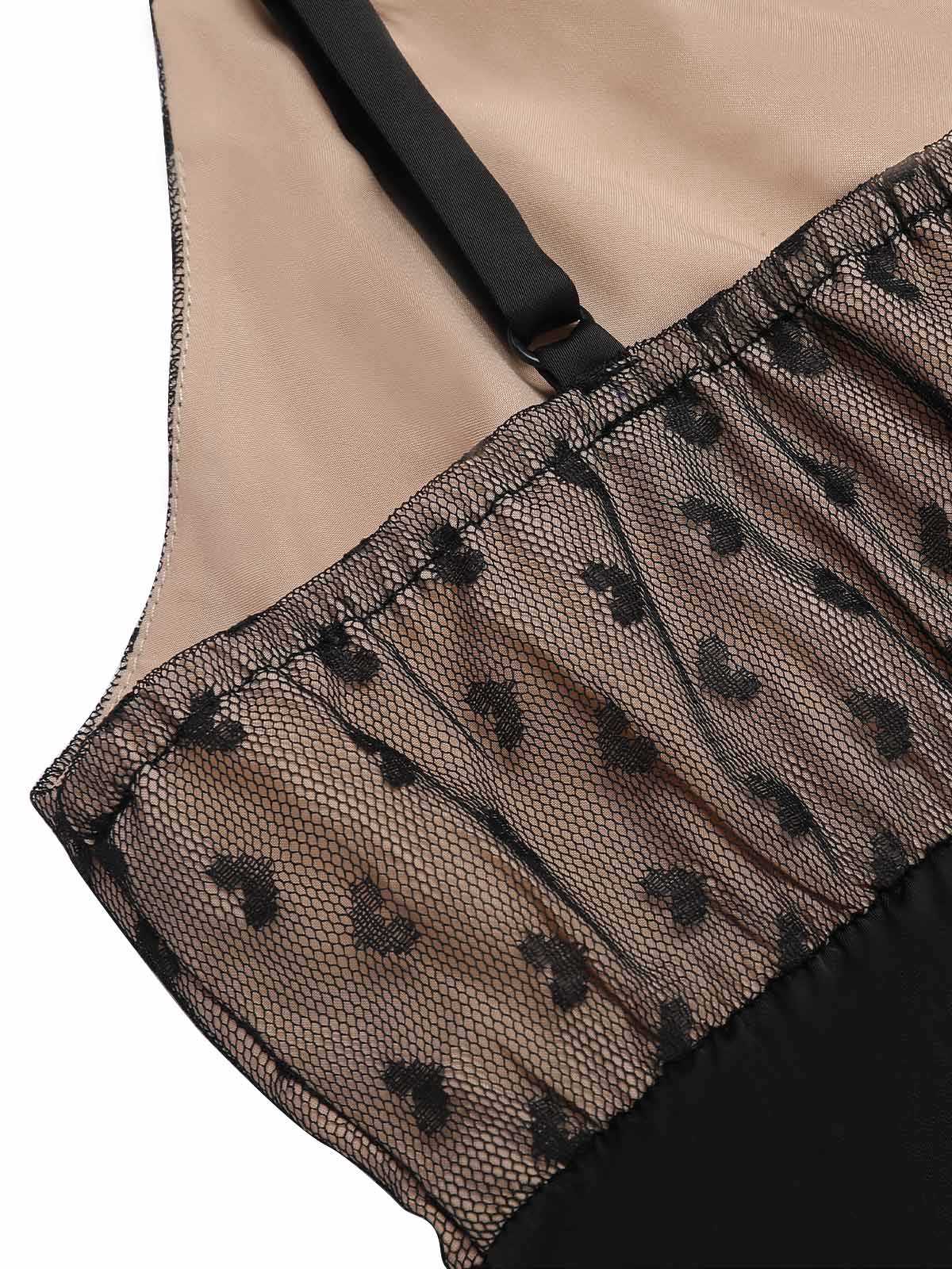 Chemise de nuit noire à pois et nœud en maille des années 1950 - Image 5