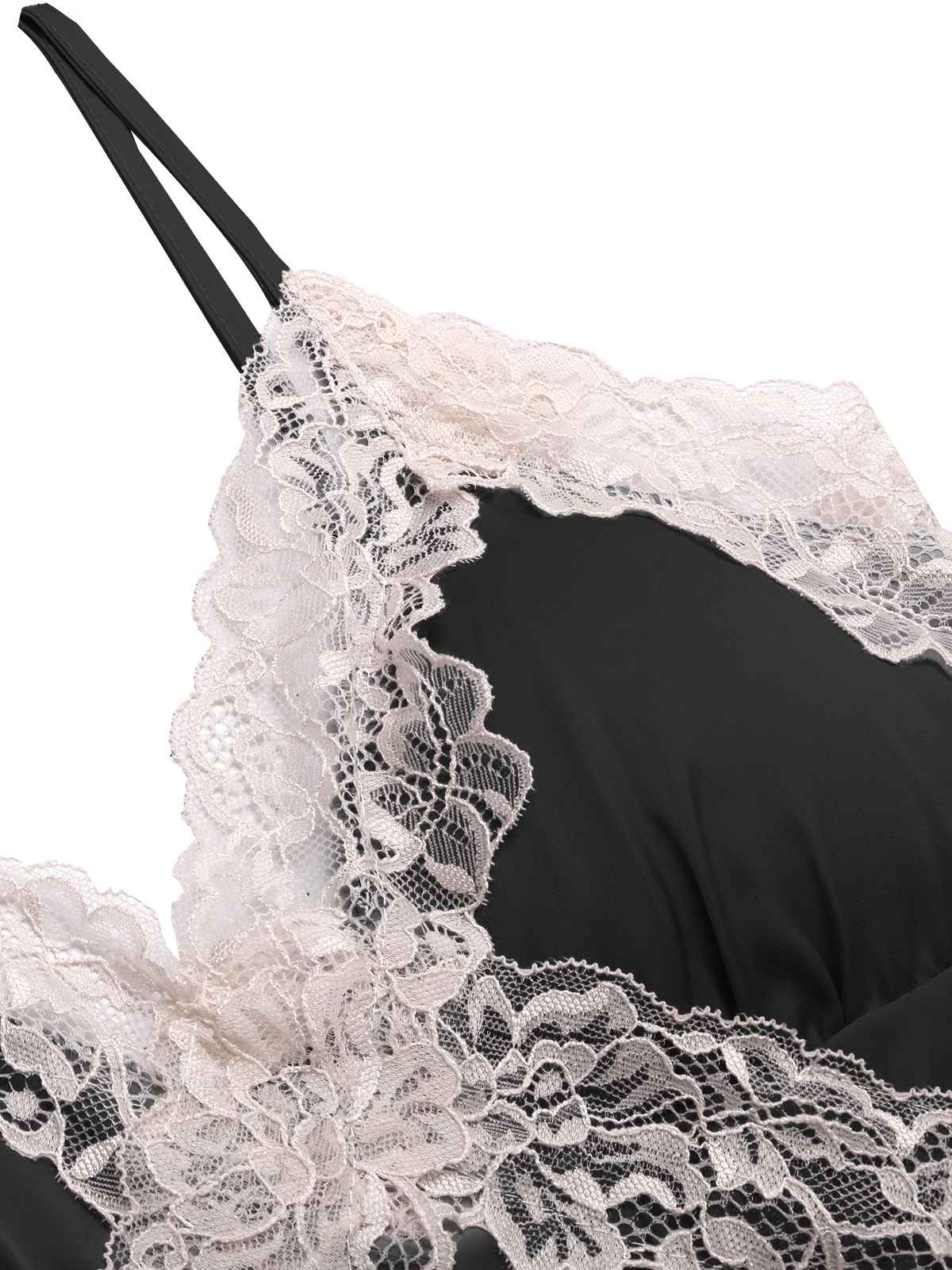 Chemise de nuit patchwork en dentelle à bretelles spaghetti des années 1970 - Image 4