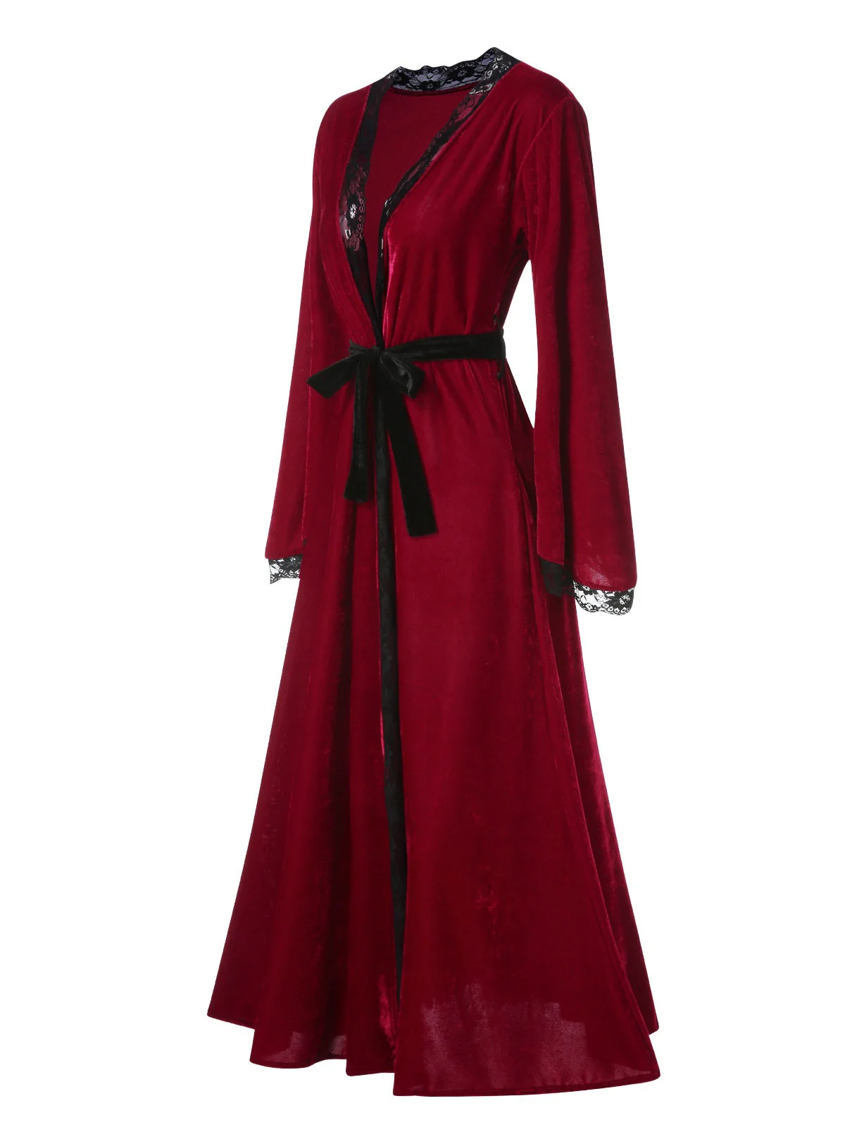 Chemise de nuit patchwork en dentelle rouge vin des années 1950 - Image 2