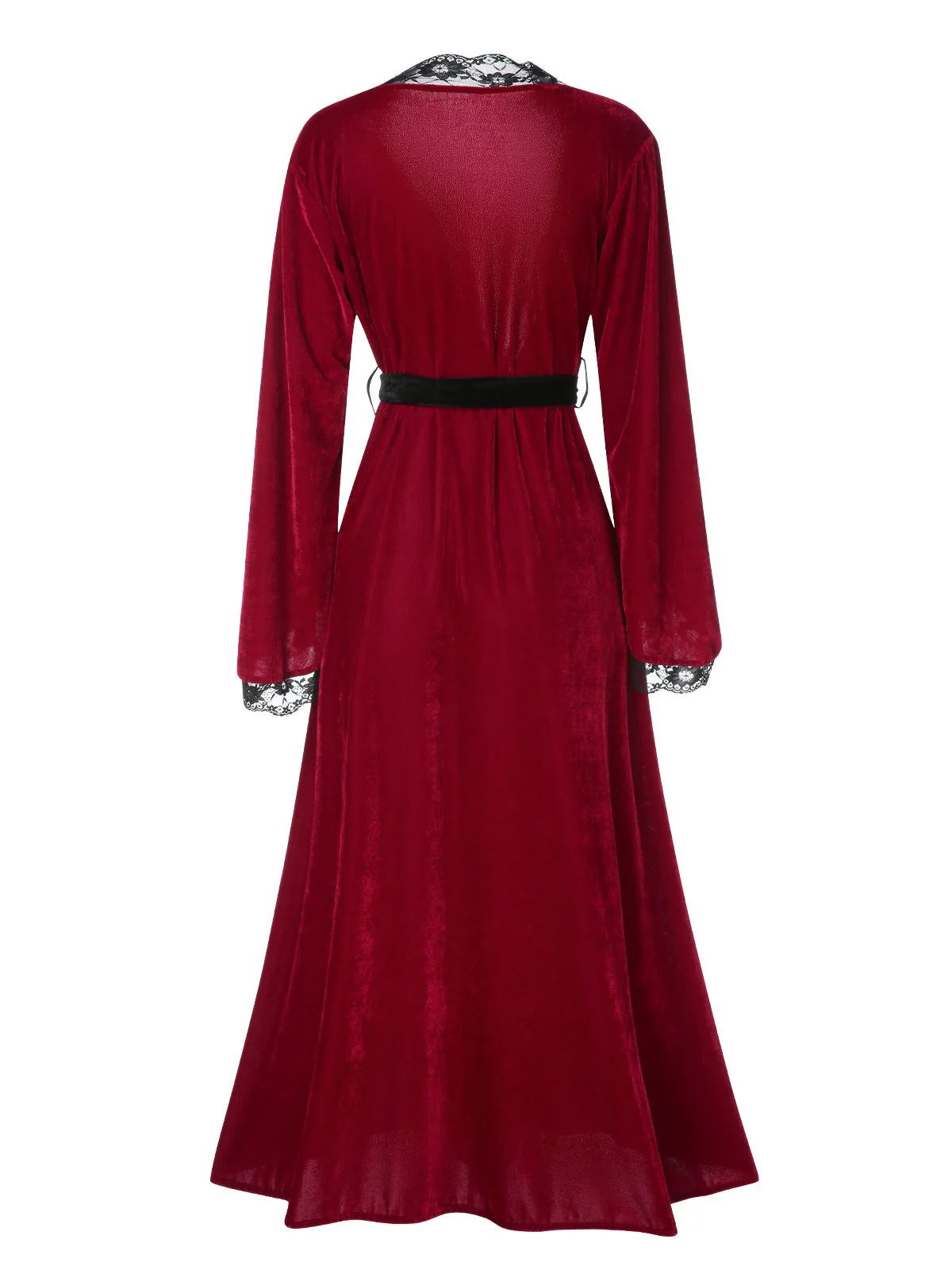 Chemise de nuit patchwork en dentelle rouge vin des années 1950 - Image 3