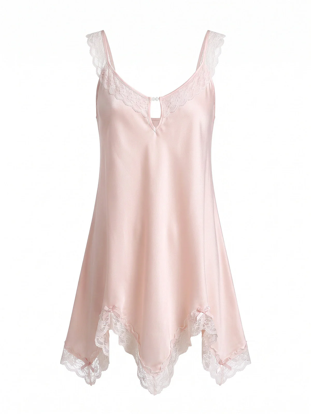 Chemise De Nuit Rose Satin Dentelle Années 30 - Image 2