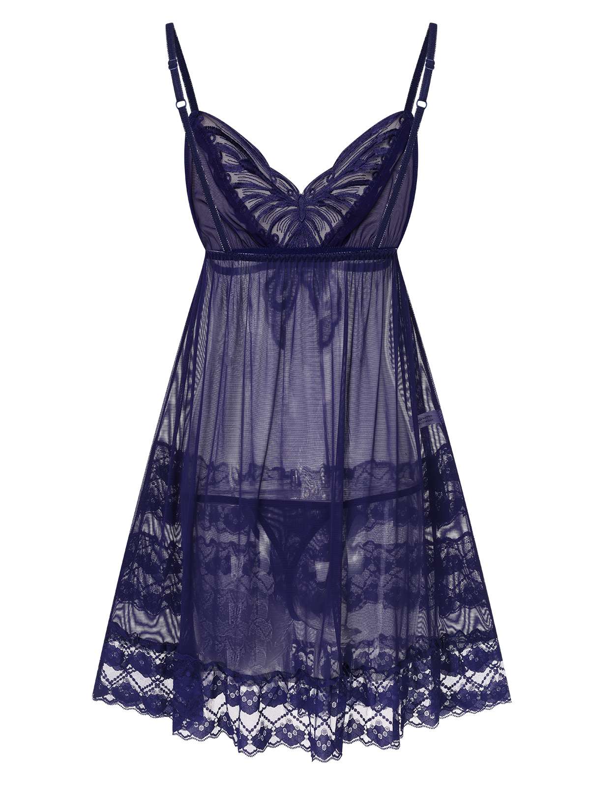 Chemise de nuit transparente à motif papillon en dentelle brodée des années 1940 - Image 10