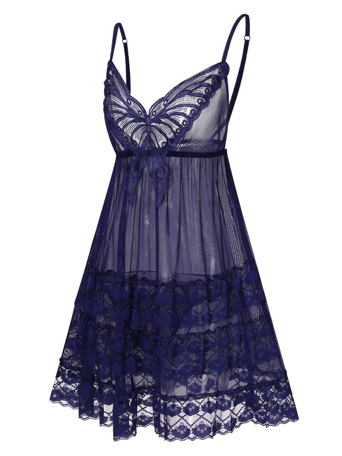 Chemise de nuit transparente à motif papillon en dentelle brodée des années 1940 - Image 11