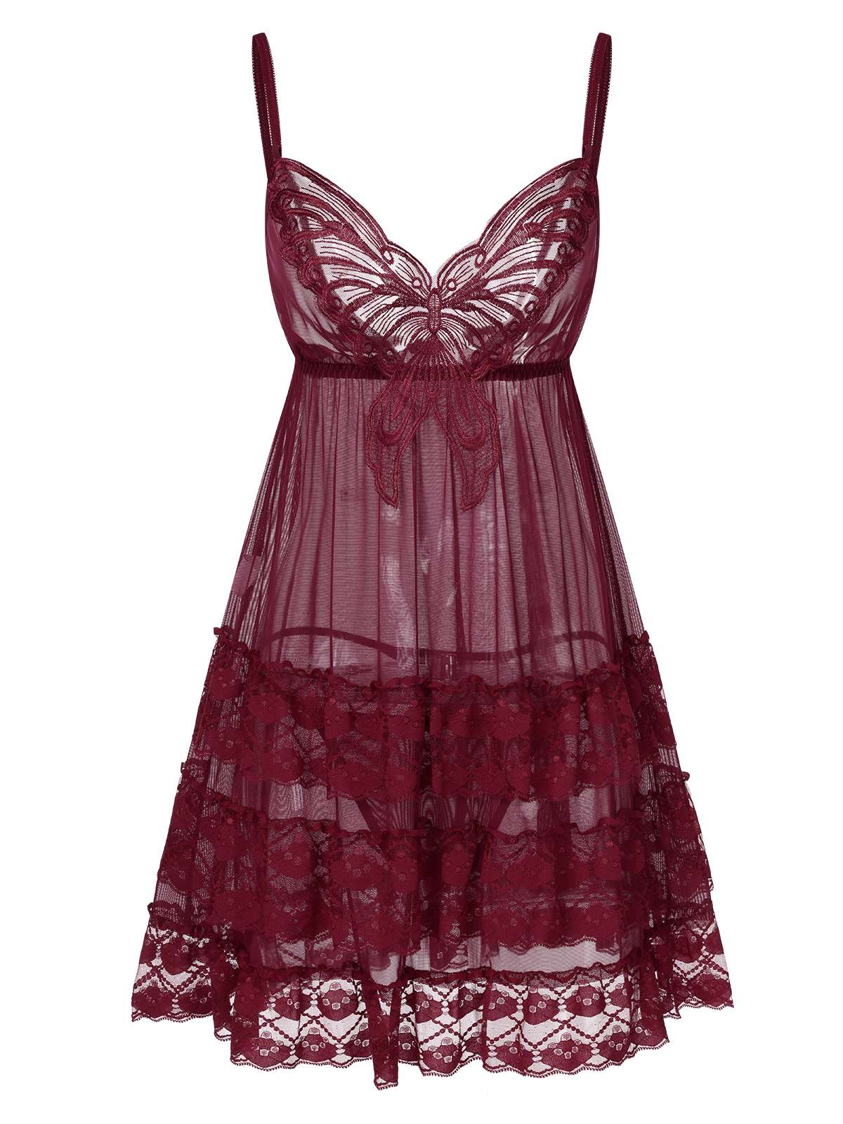Chemise de nuit transparente à motif papillon en dentelle brodée des années 1940 - Image 2