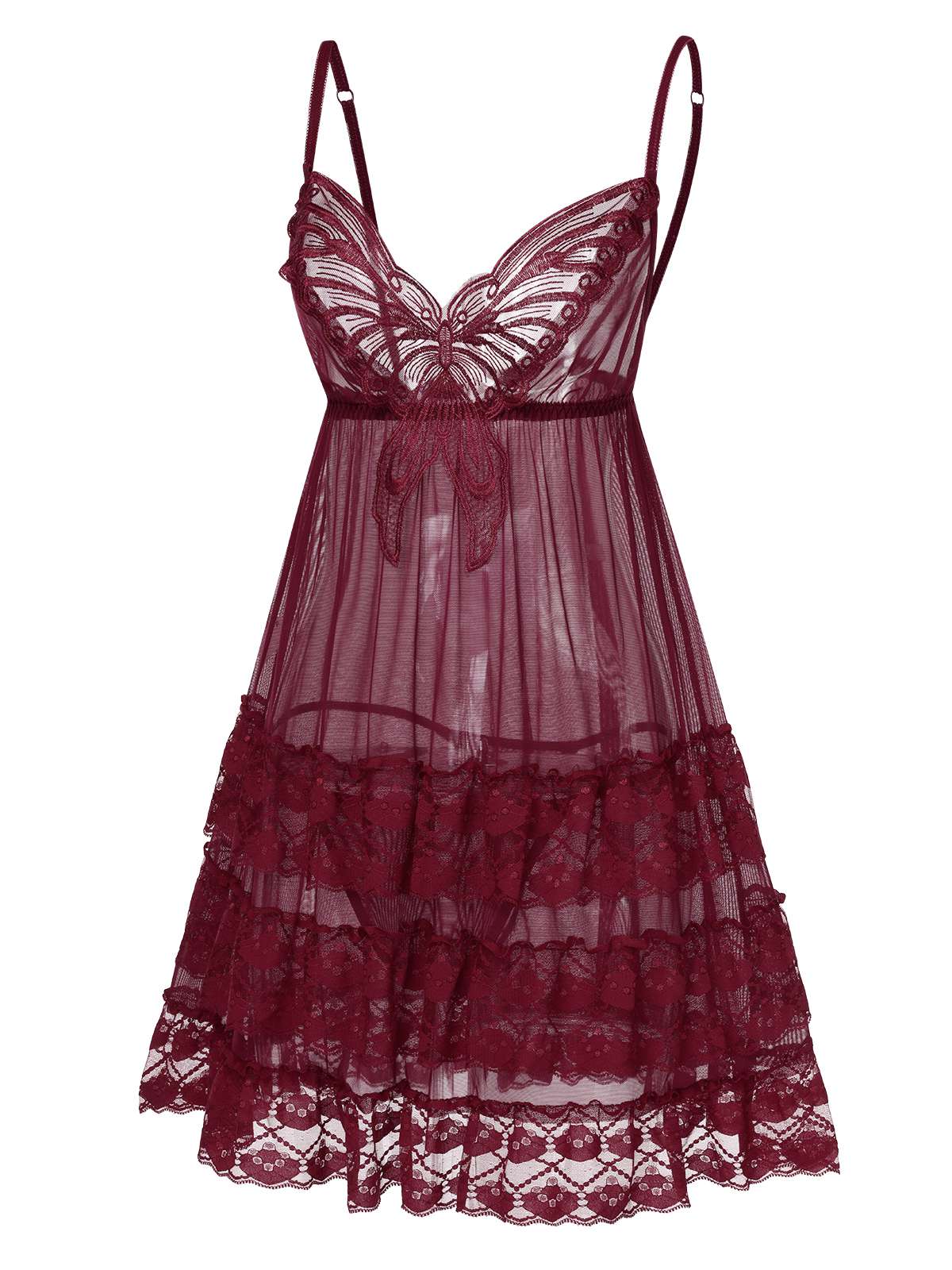 Chemise de nuit transparente à motif papillon en dentelle brodée des années 1940 - Image 4