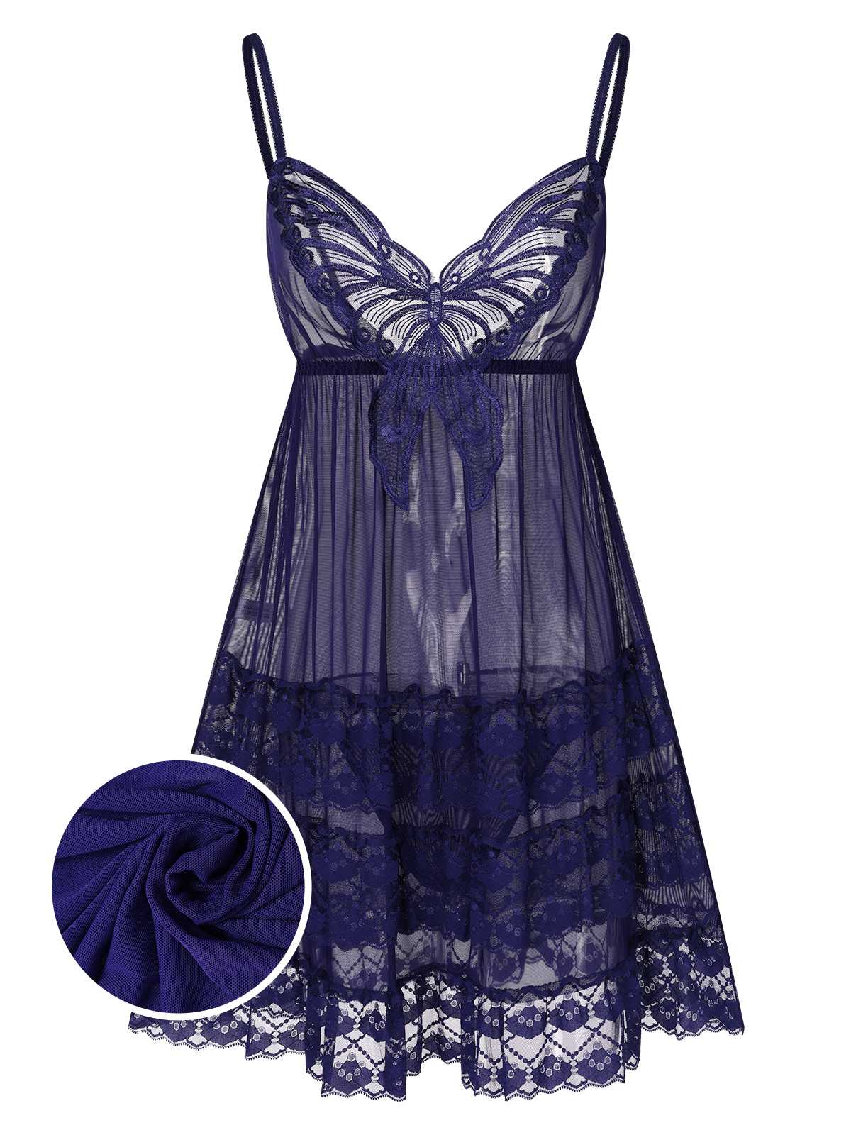 Chemise de nuit transparente à motif papillon en dentelle brodée des années 1940 - Image 8