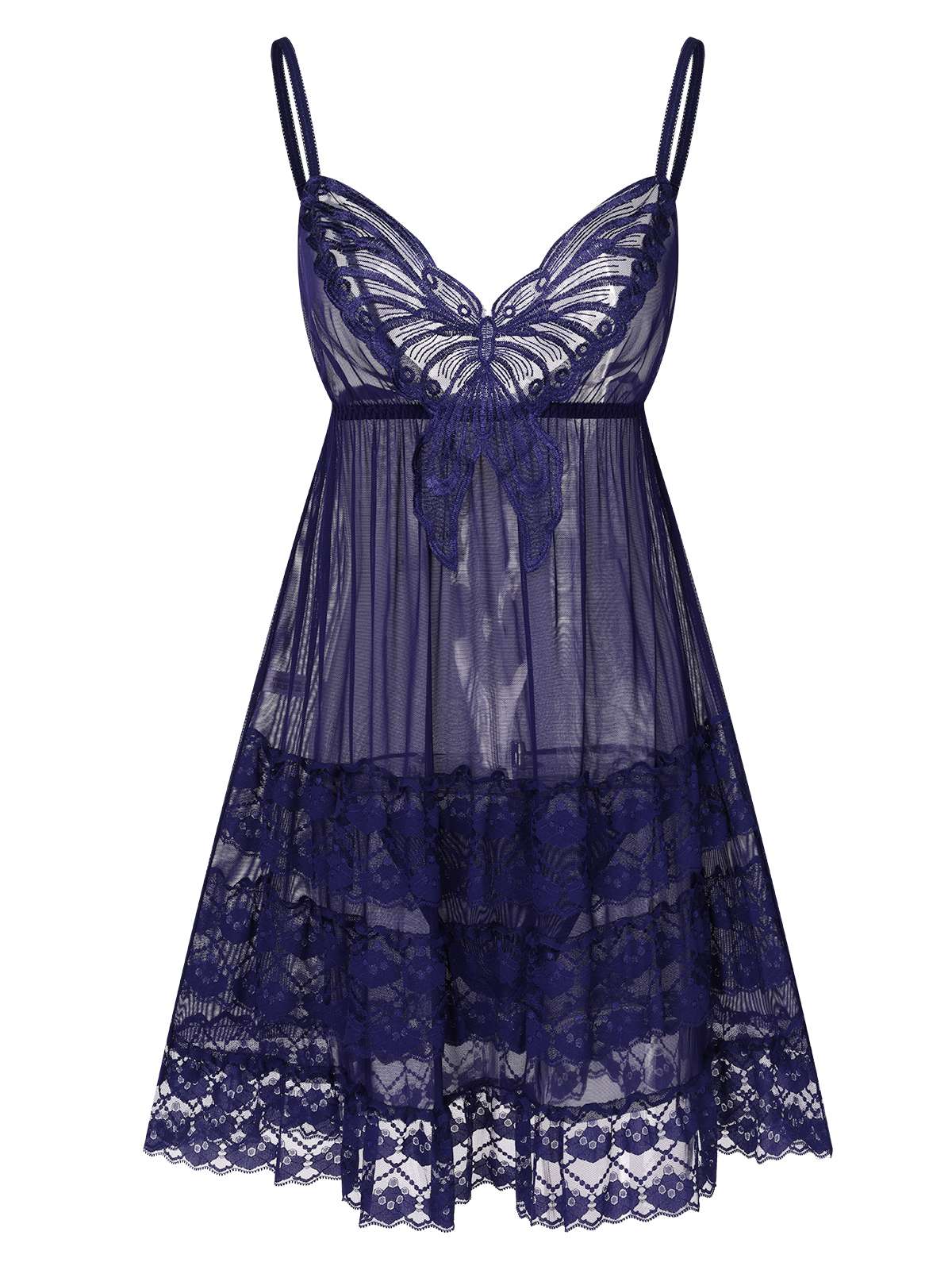 Chemise de nuit transparente à motif papillon en dentelle brodée des années 1940 - Image 9