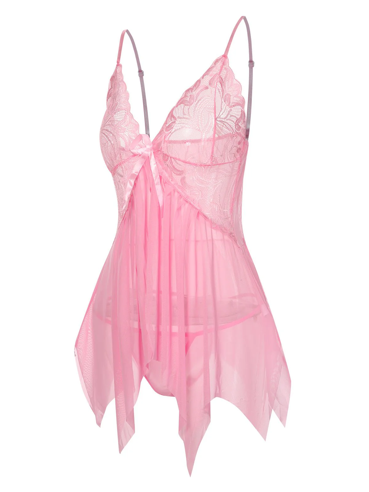 Chemise de nuit transparente en dentelle à bretelles spaghetti des années 1970 - Image 15
