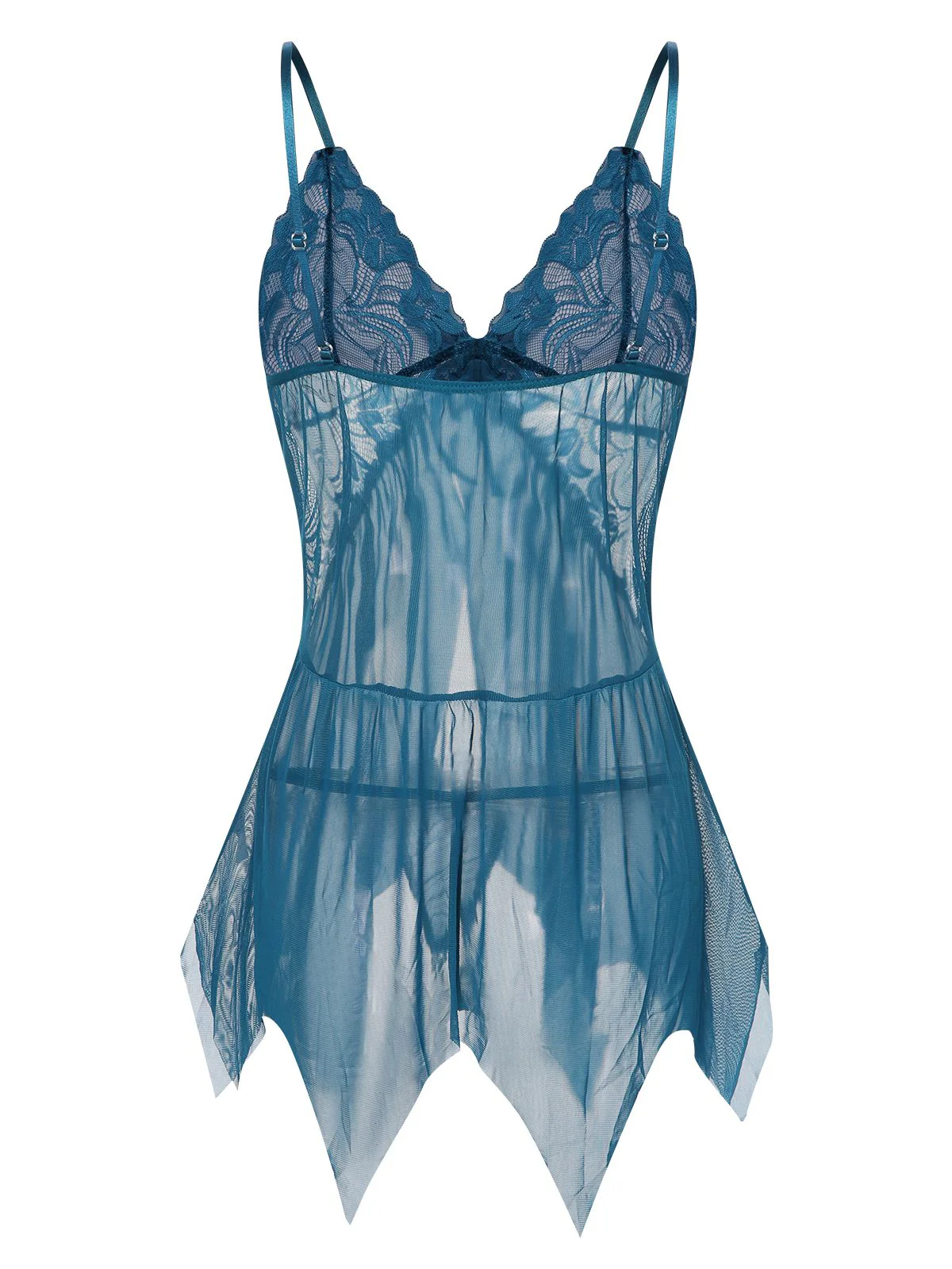 Chemise de nuit transparente en dentelle à bretelles spaghetti des années 1970 - Image 8