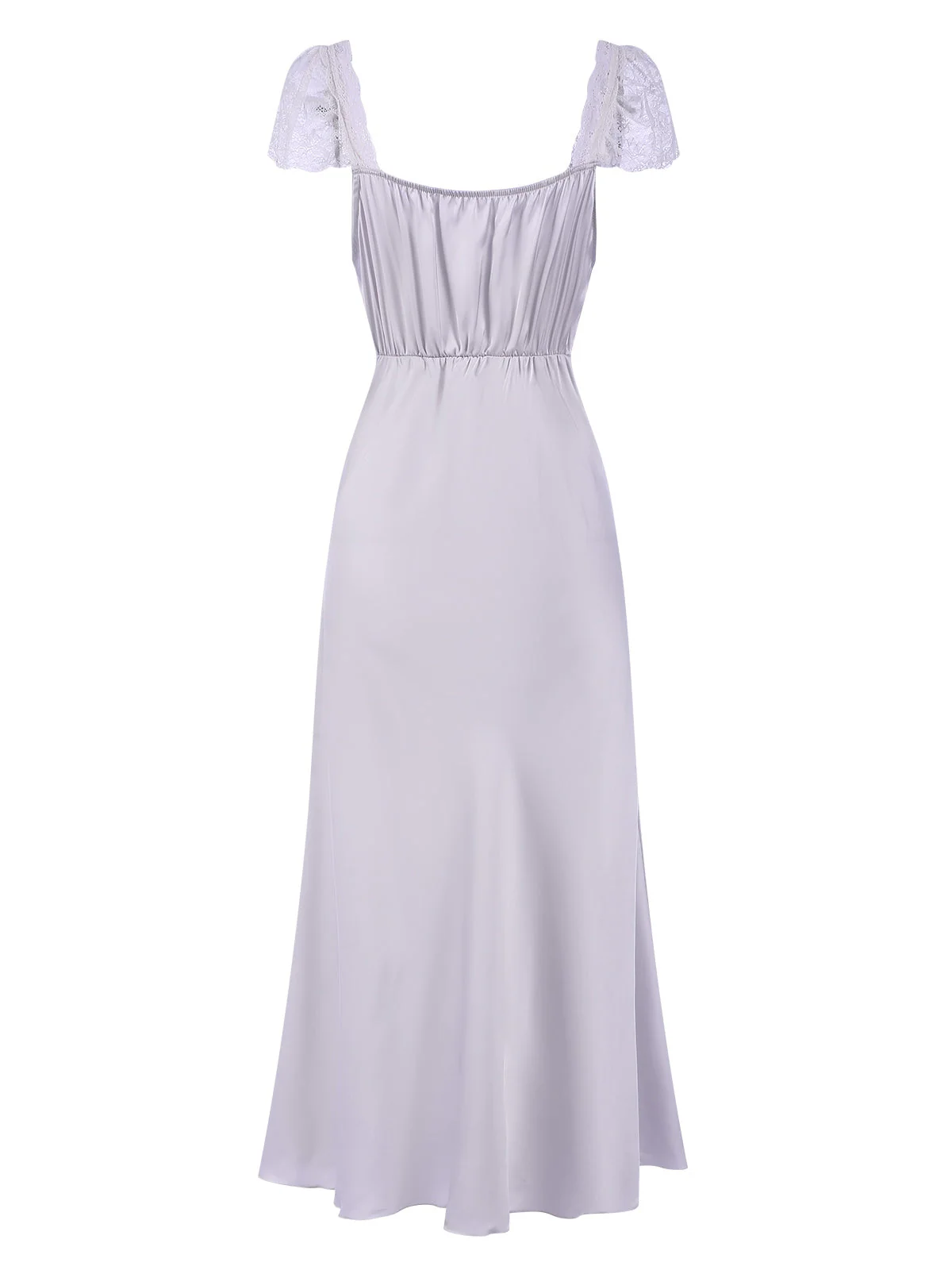 Chemise de nuit unie à col en V profond et bordure en dentelle des années 1930 - Image 3