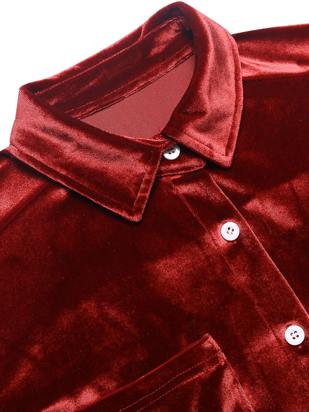 Chemise en velours uni vintage des années 1960 - Image 4
