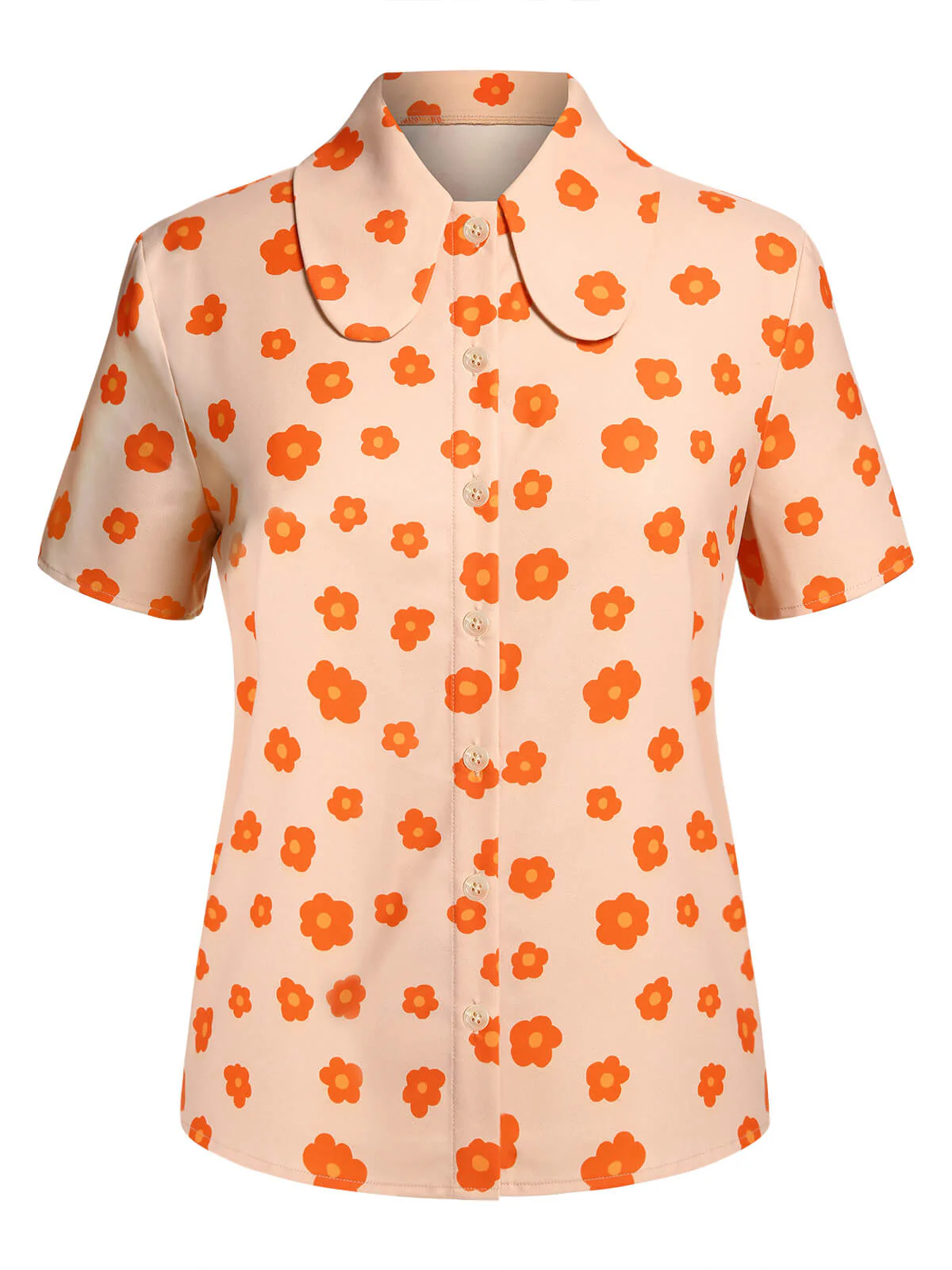 Chemise à manches courtes à fleurs orange des années 1960 - Image 2