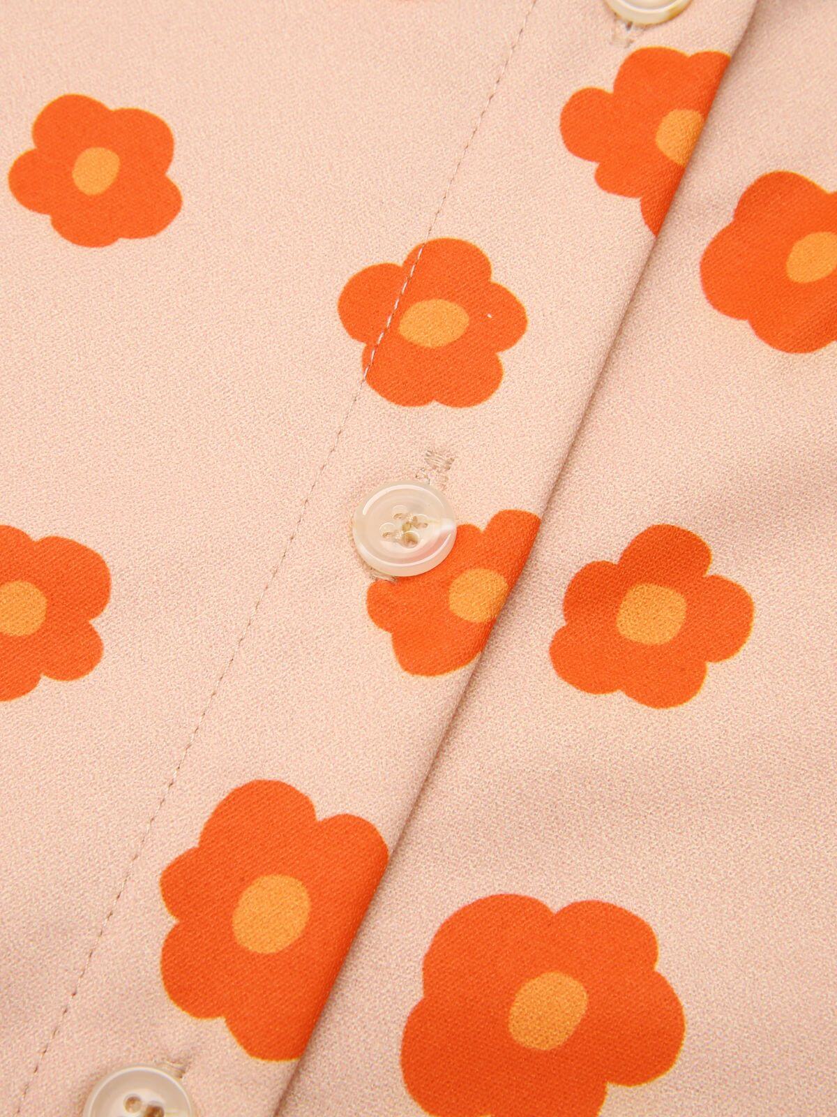 Chemise à manches courtes à fleurs orange des années 1960 - Image 6