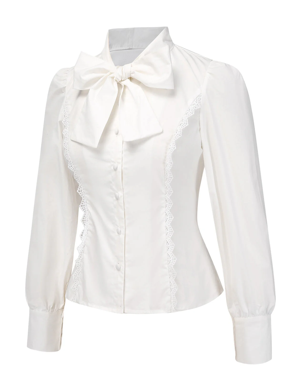 Chemisier blanche en coton avec nœud années 1950 - Image 3