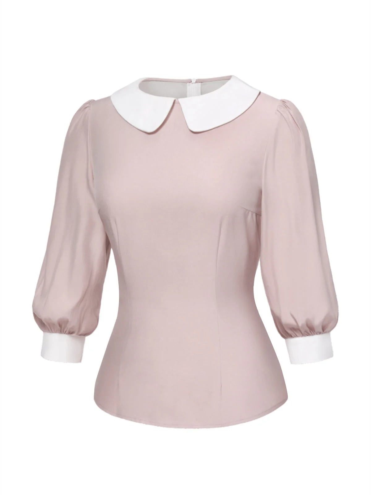 Chemisier col claudine couleurs patchwork rose des années 40 - Image 3