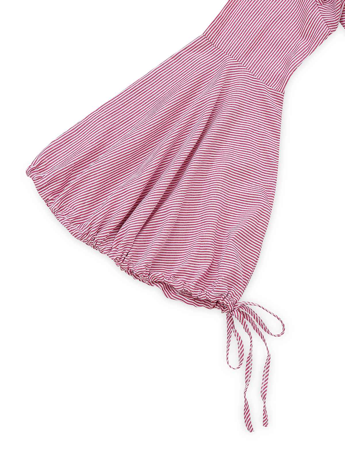 Chemisier rose à rayures et lacets à manches cloche années 1950 - Image 4