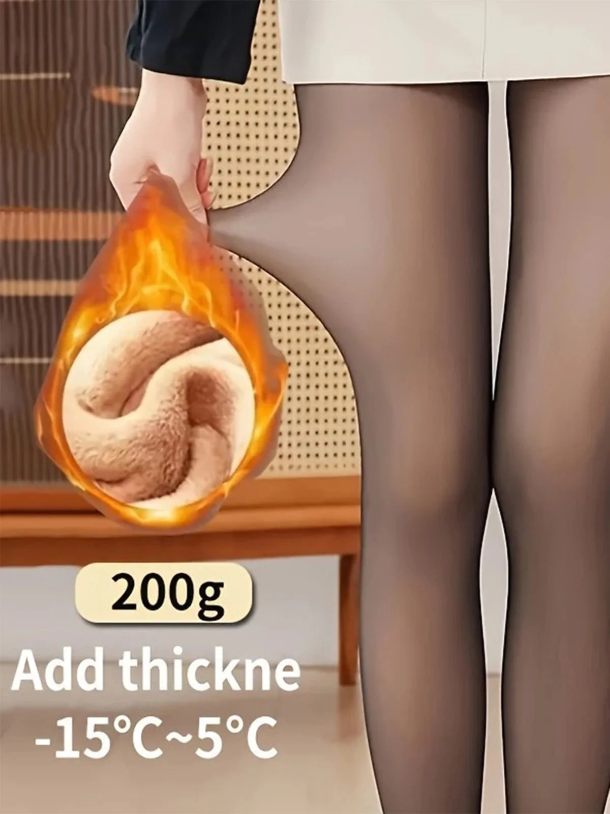 Collants chauds opaques épais et doublés polaire anti-accrocs - Image 2