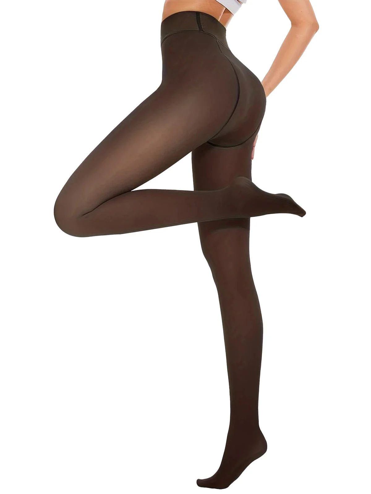 Collants chauds opaques épais et doublés polaire anti-accrocs - Image 5