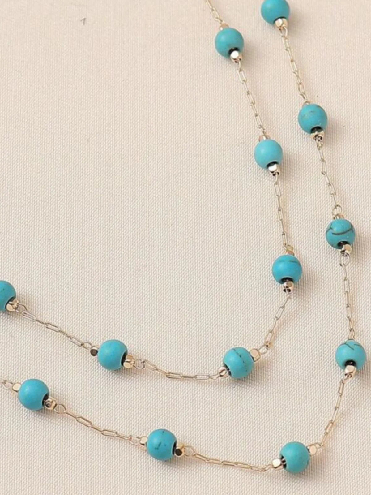 Collier Bleu Bohème Double Rang de Perles Turquoises - Image 6