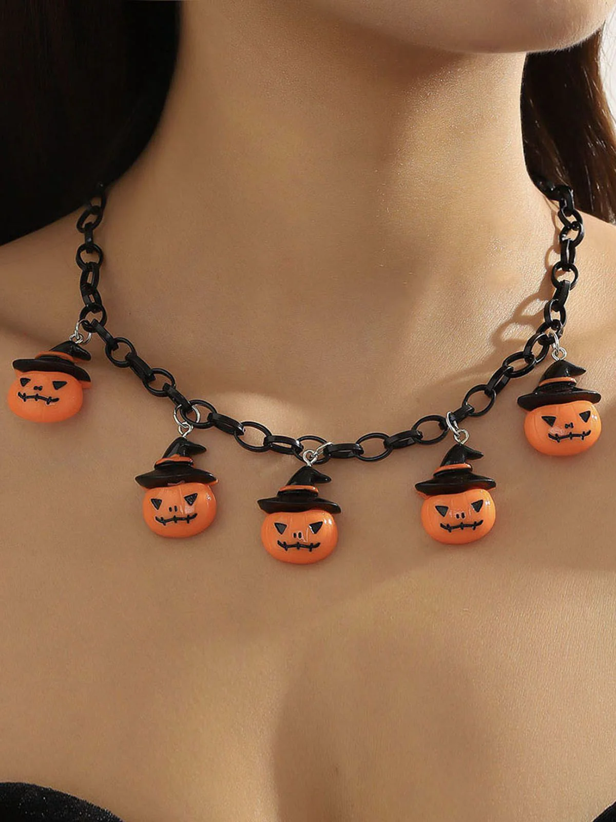 Collier de clavicule de chauve-souris fantôme et citrouille d'Halloween - Image 4