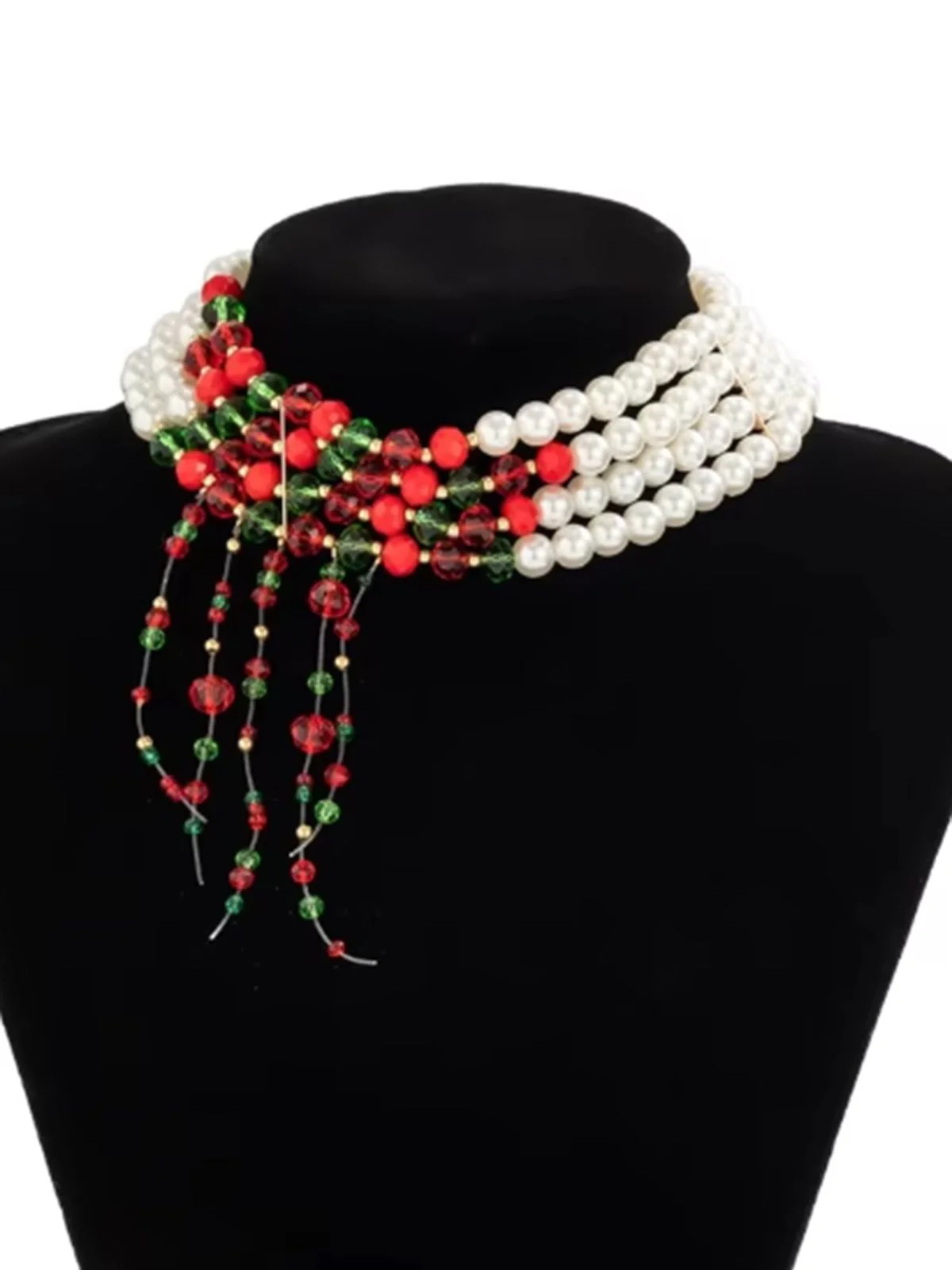 Collier de perles contrastées multicouches de Noël - Image 4