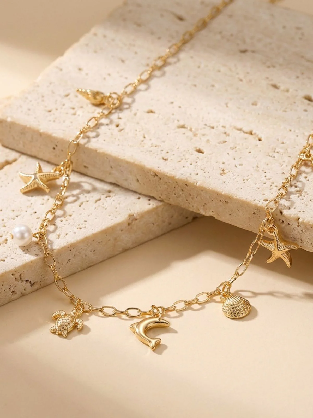 Collier doré bohème coquillages perles multi-rangs - Image 6