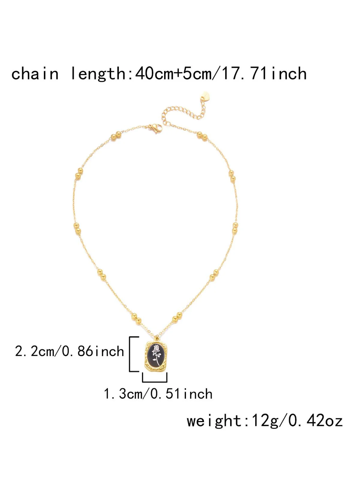 Collier pendentif fleur rose sur chaîne perlée blanche - Image 4