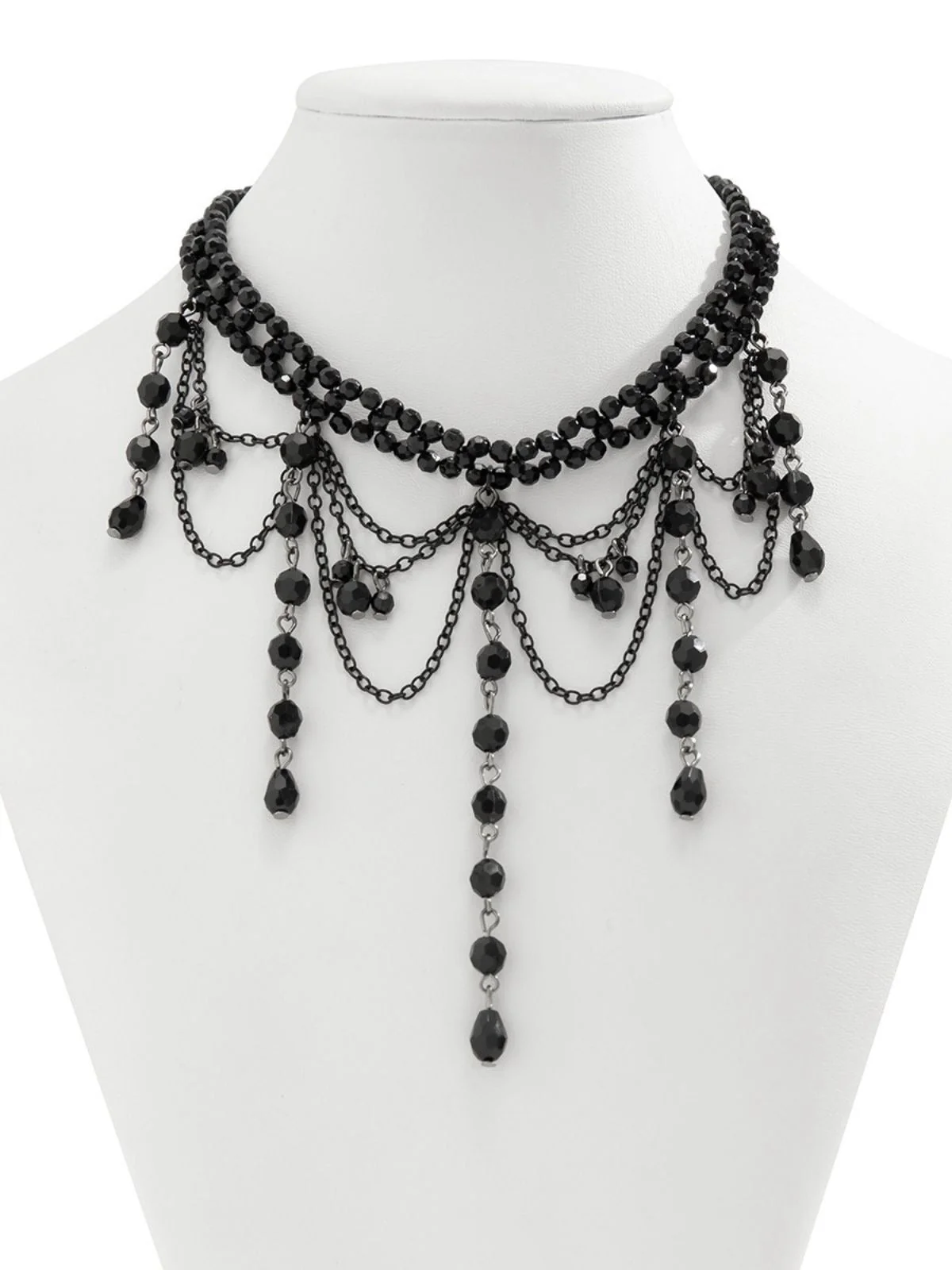 Collier pendentif gothique à pampilles en cristal artificiel noire - Image 4