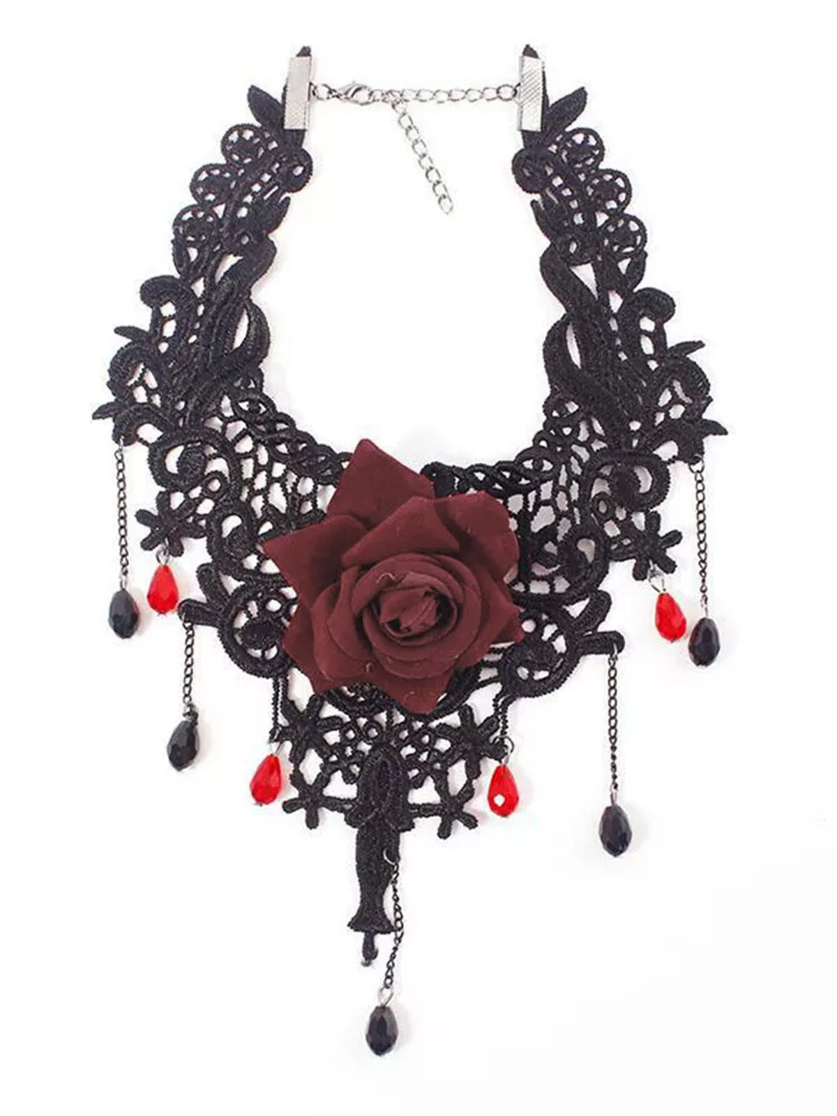Collier ras du cou gothique avec pendentif en pierre précieuse rose 3D - Image 3