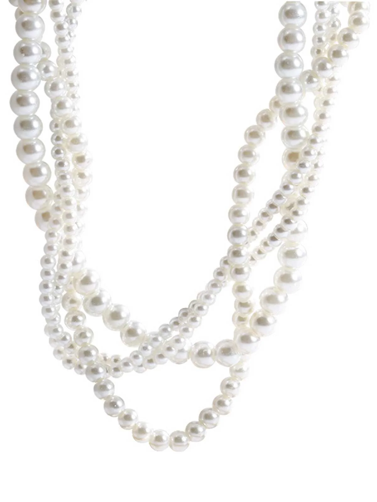 Collier rétro à pendentif de perles multi rangs - Image 3