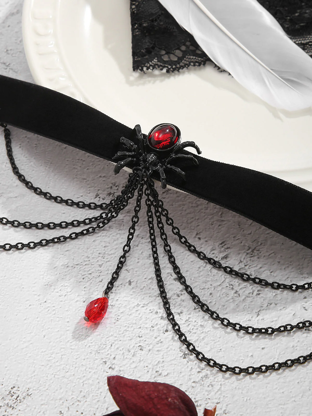 Collier rétro en alliage d'araignée noire - Image 5